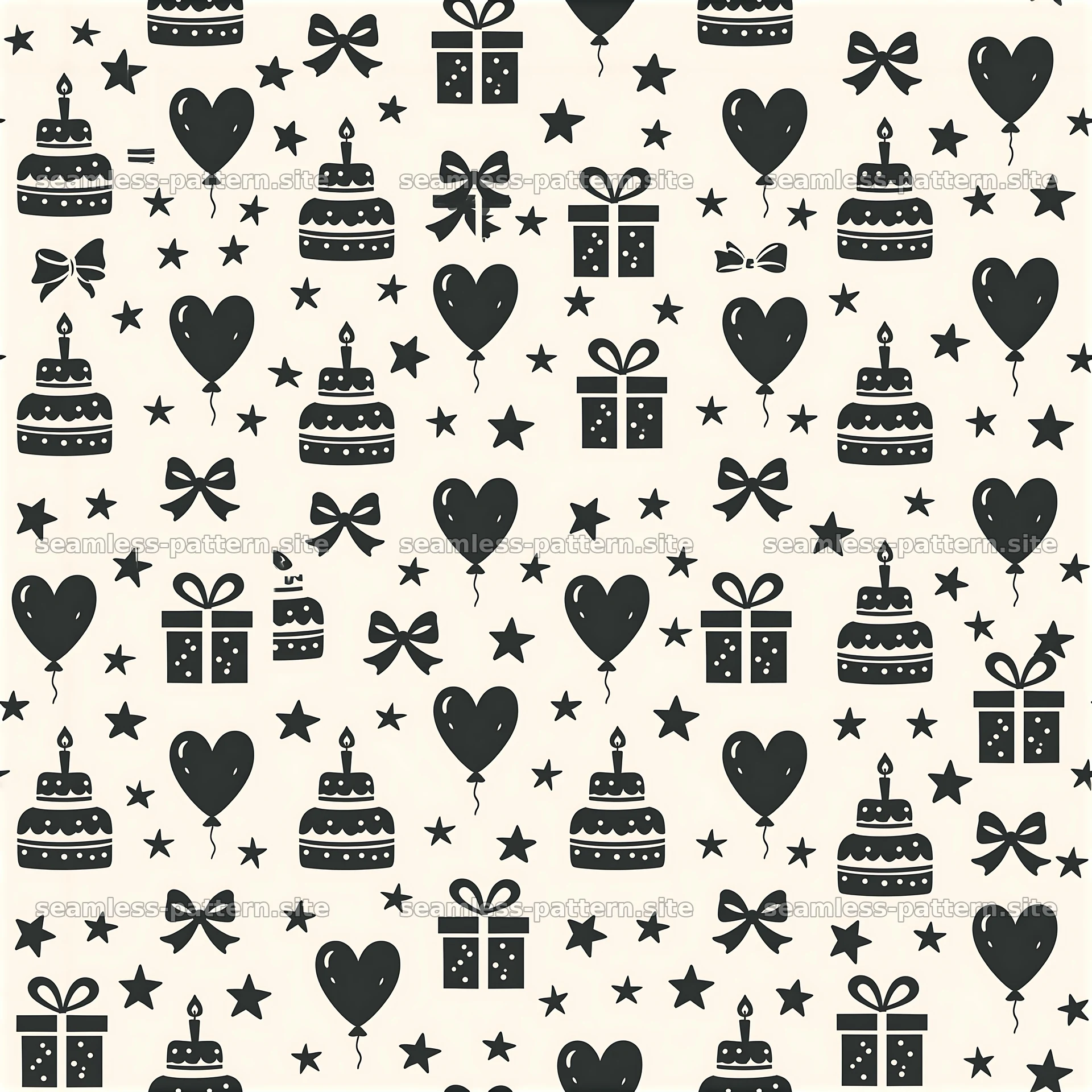 Birthday Celebration Icons Seamless Pattern — seamless tileable pattern at 8192x8192