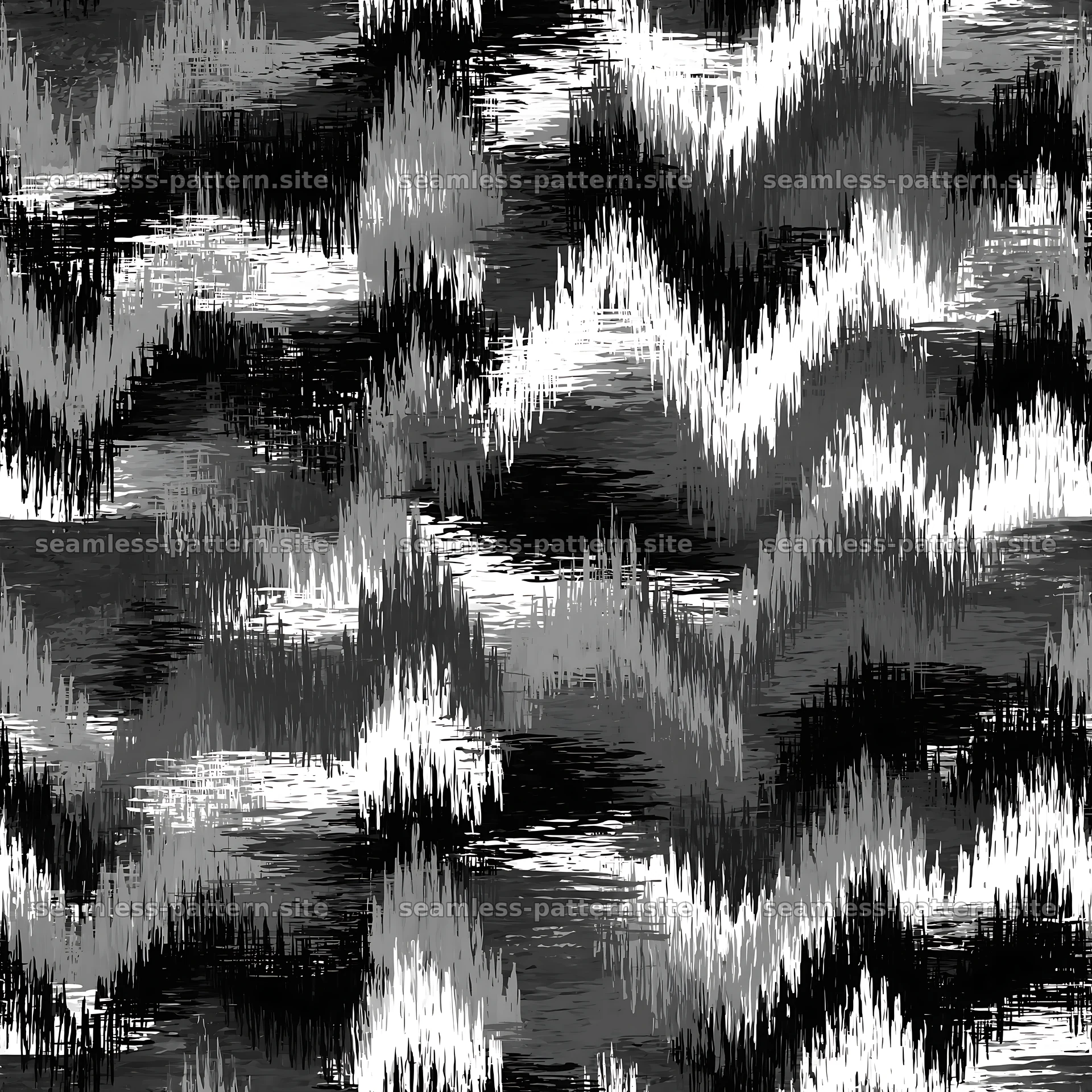 Seamless military camouflage brushstroke pattern in black and white — seamless tileable pattern