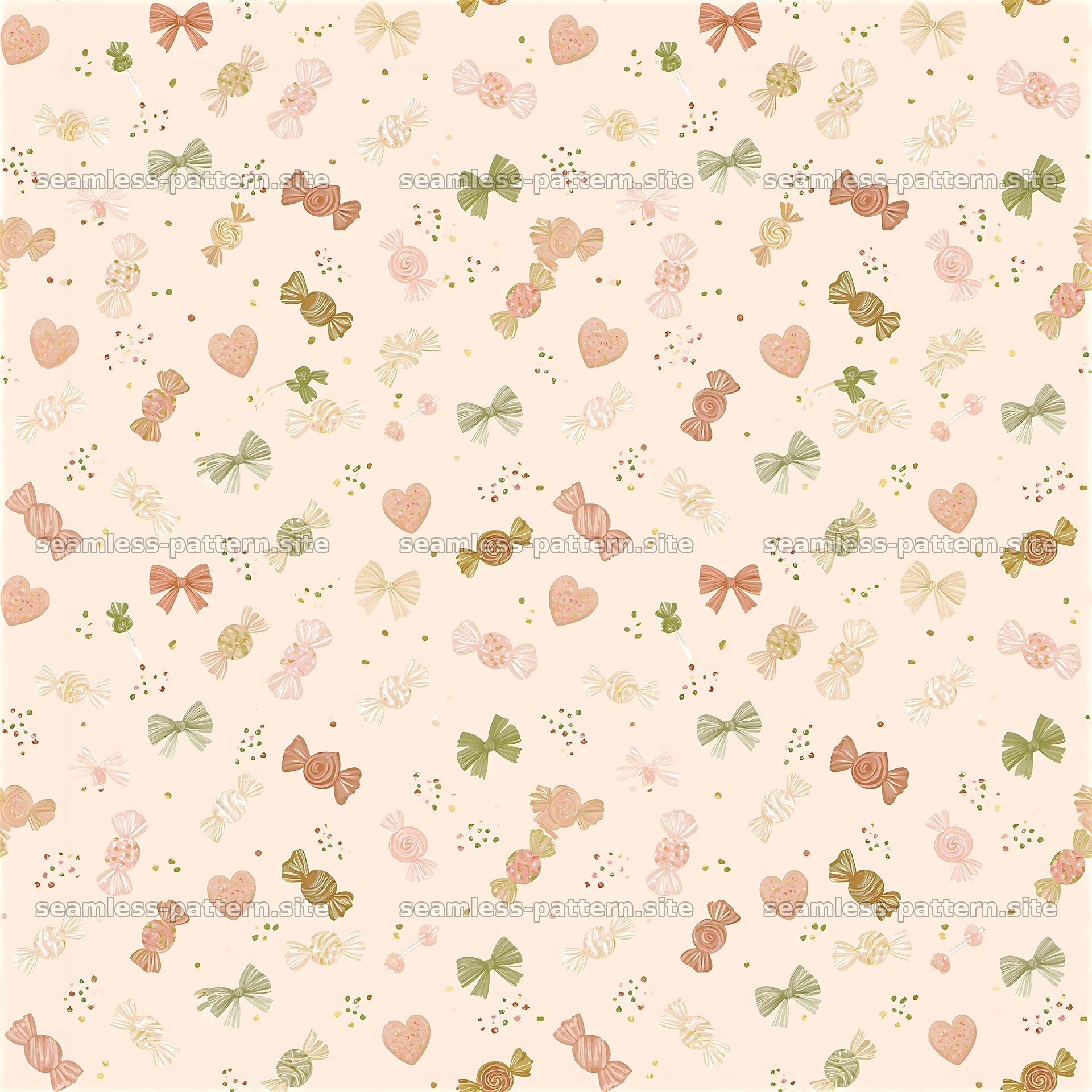 Pastel Candy and Bow Seamless Pattern — seamless tileable pattern at 8192x8192