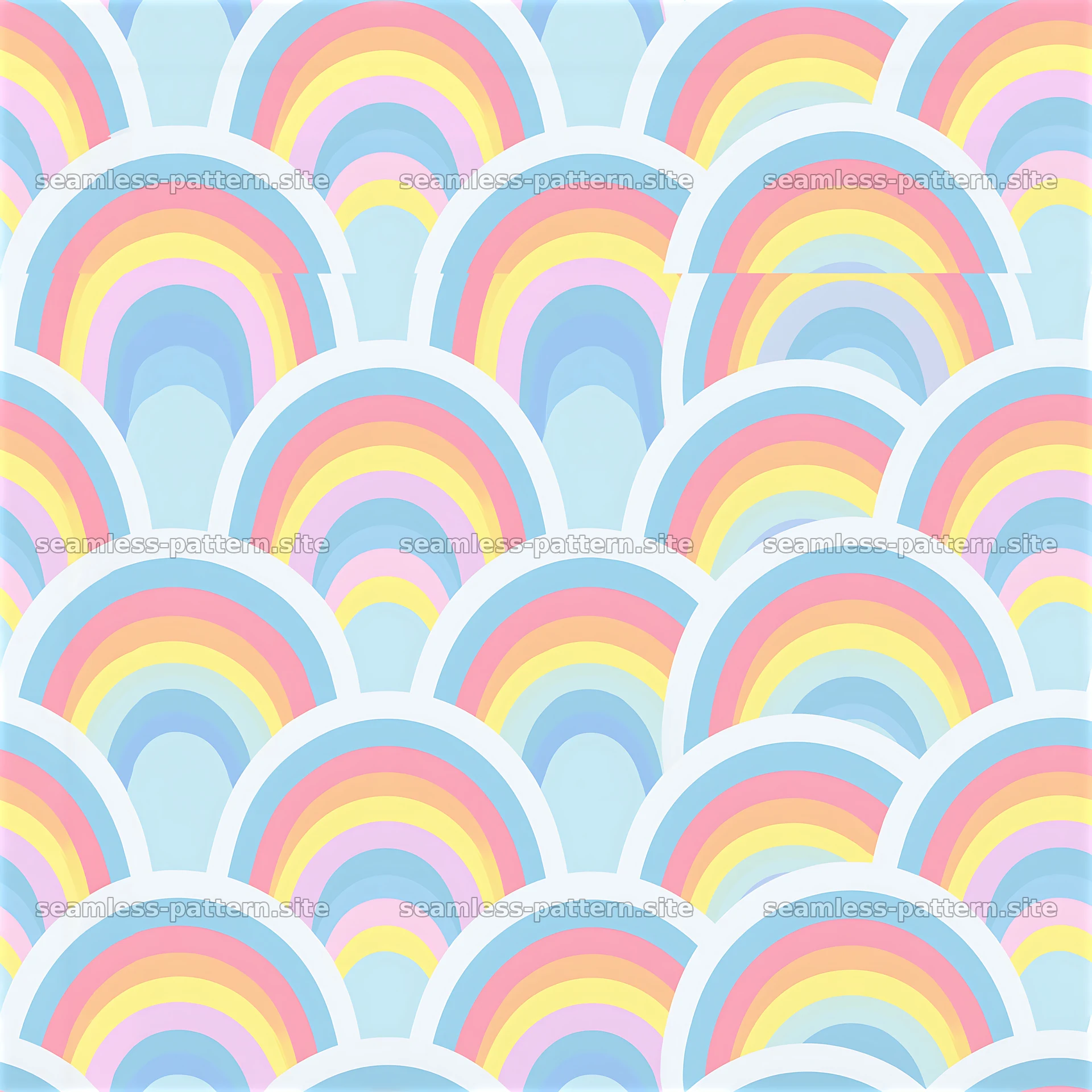 Colorful pastel rainbow seamless pattern with layered arches — seamless tileable pattern at 8192x8192