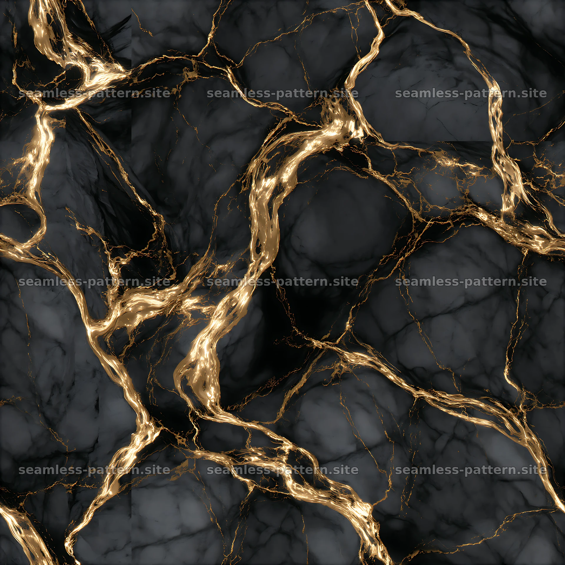 Seamless black marble pattern with gold veins creating a rich look — seamless tileable pattern at 8192x8192