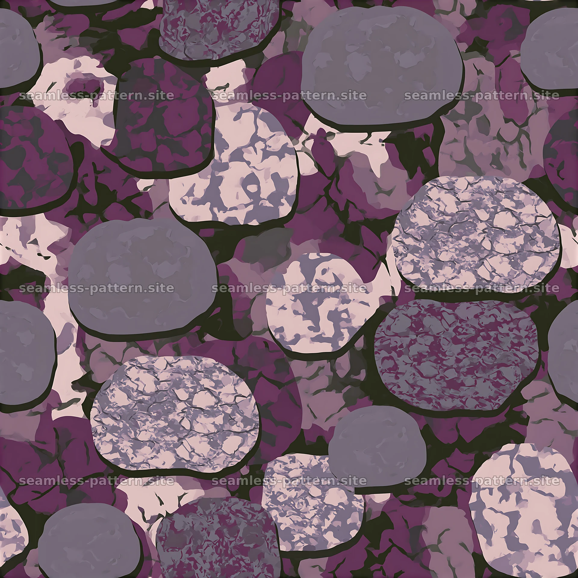 Purple urban camouflage seamless pattern with circular elements — seamless tileable pattern at 8192x8192