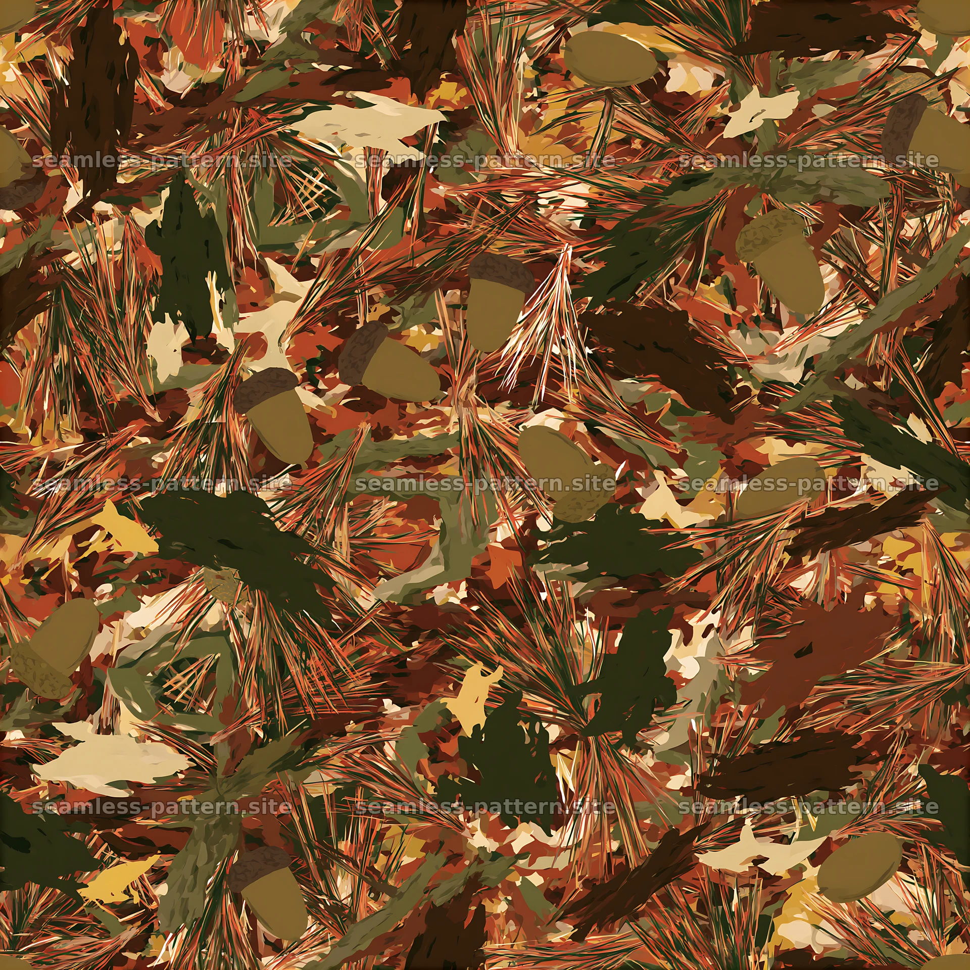 Seamless camouflage pattern in shades of green, brown, and tan — seamless tileable pattern at 8192x8192