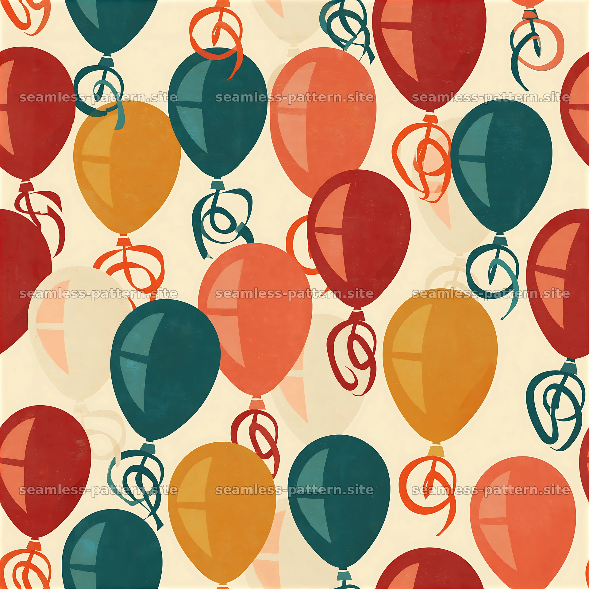 Colorful balloons in a seamless pattern for festive design — seamless tileable pattern at 8192x8192