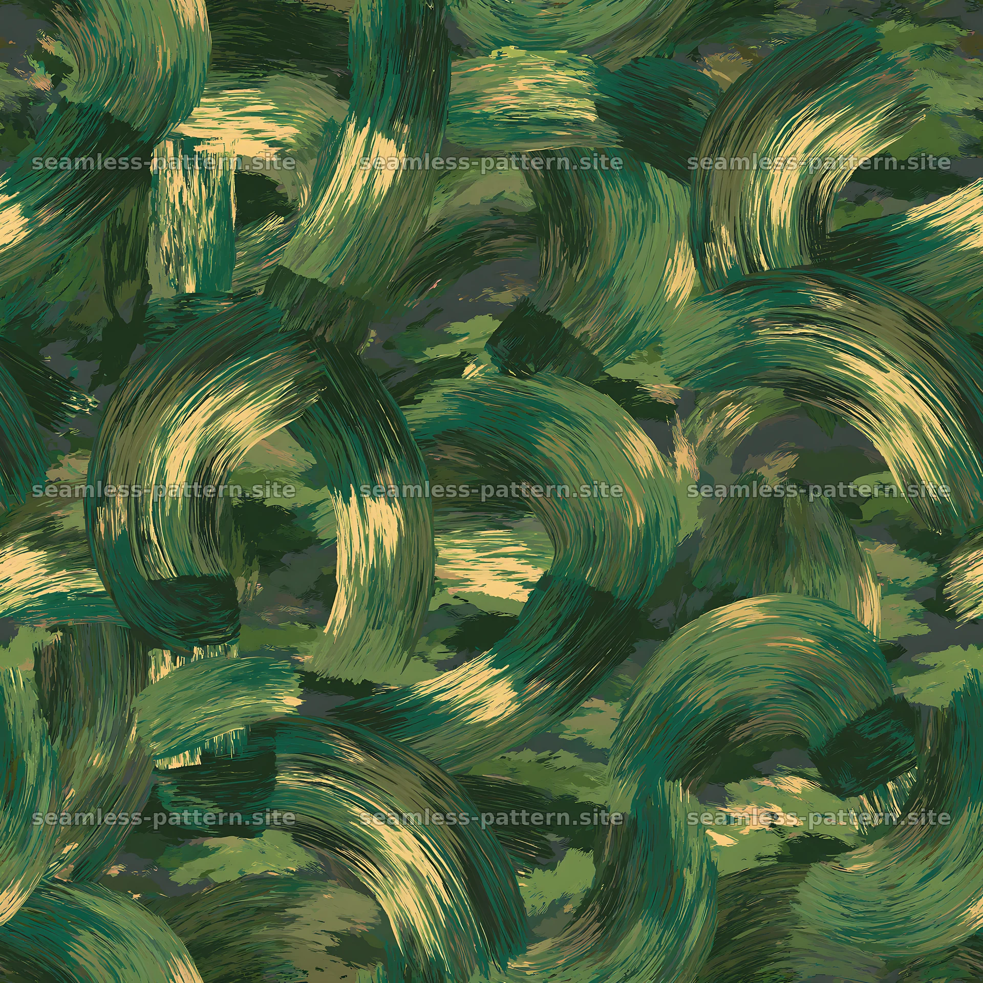 Seamless green camouflage brushstroke pattern for textiles — seamless tileable pattern