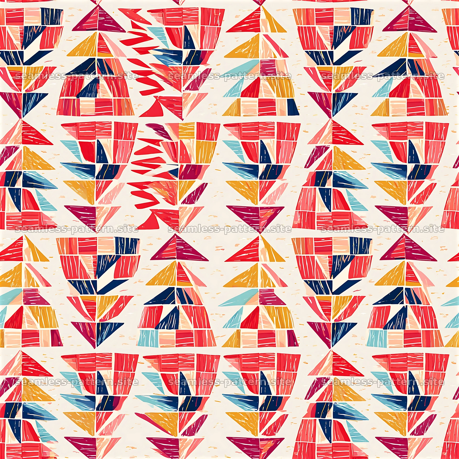 Colorful geometric seamless pattern with bright shapes — seamless tileable pattern at 8192x8192