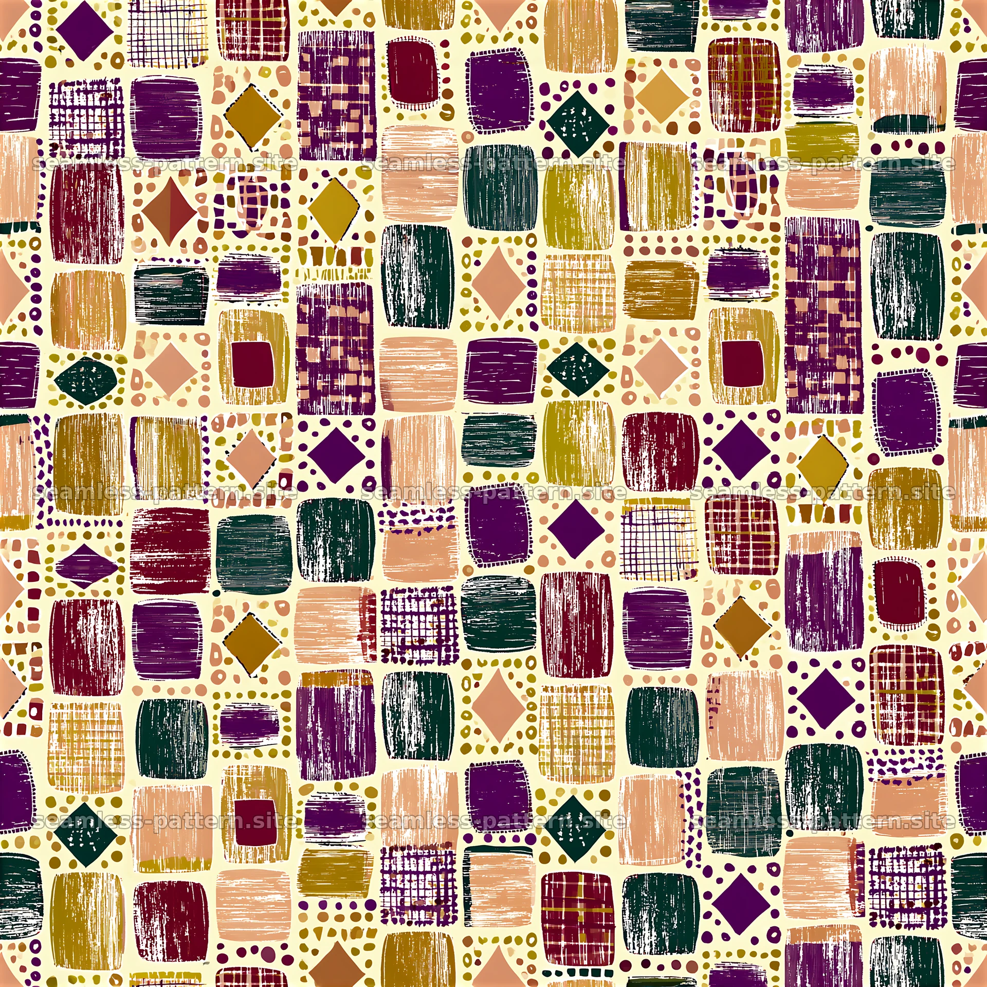 Colorful squares and shapes in a seamless pattern for design use — seamless tileable pattern at 8192x8192