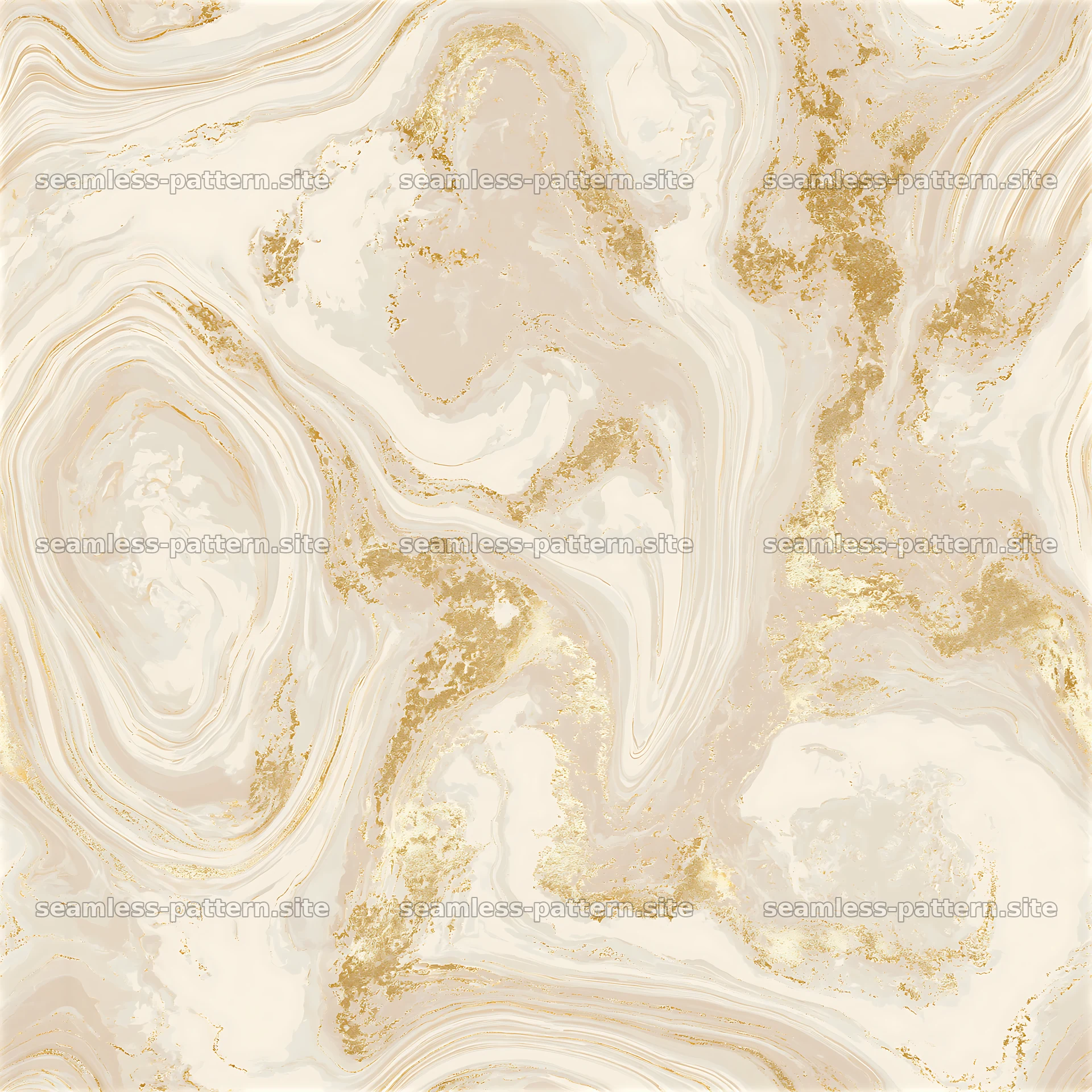 Seamless beige and gold marble pattern with swirling details — seamless tileable pattern at 8192x8192