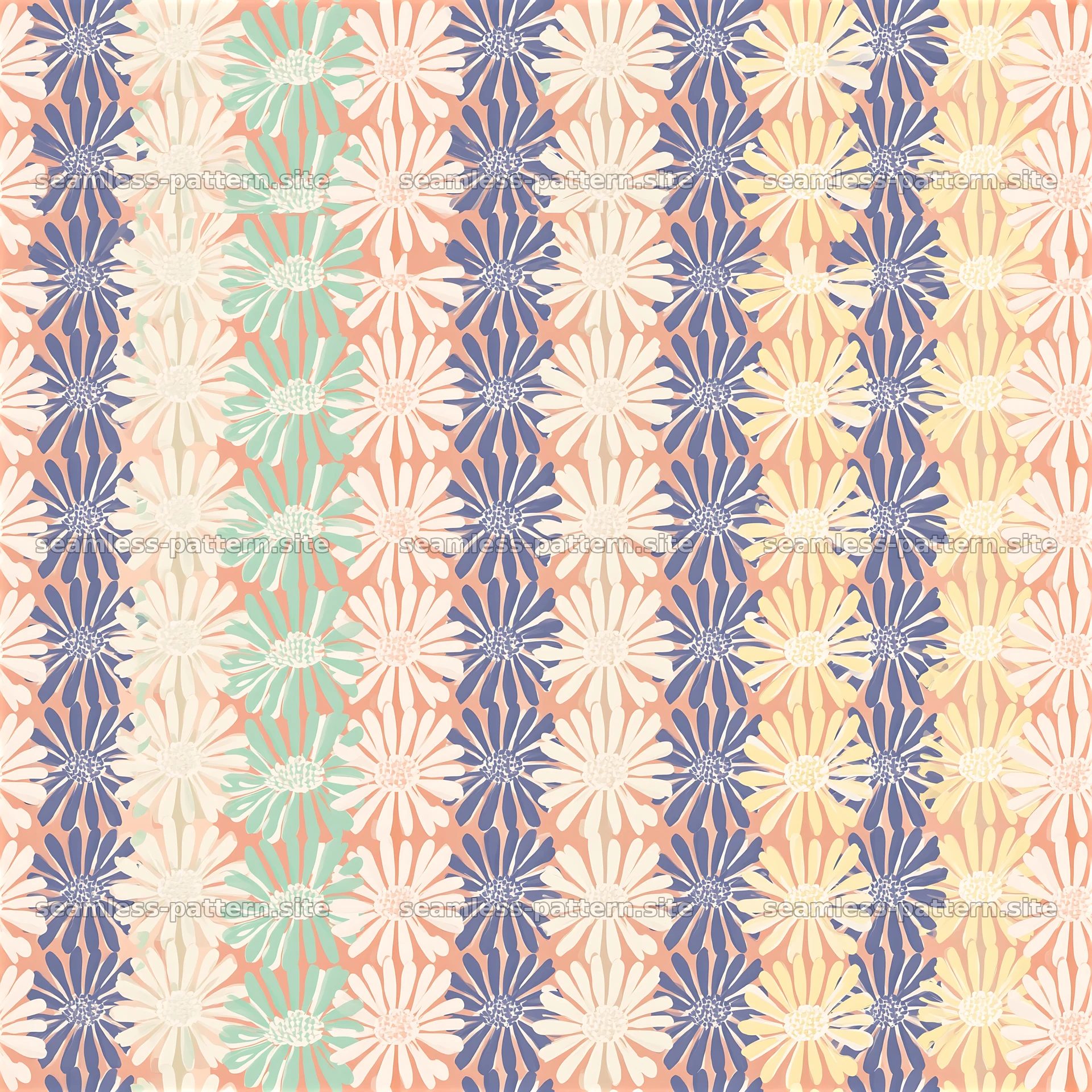 Colorful Daisy Seamless Floral Pattern — seamless tileable pattern at 8192x8192