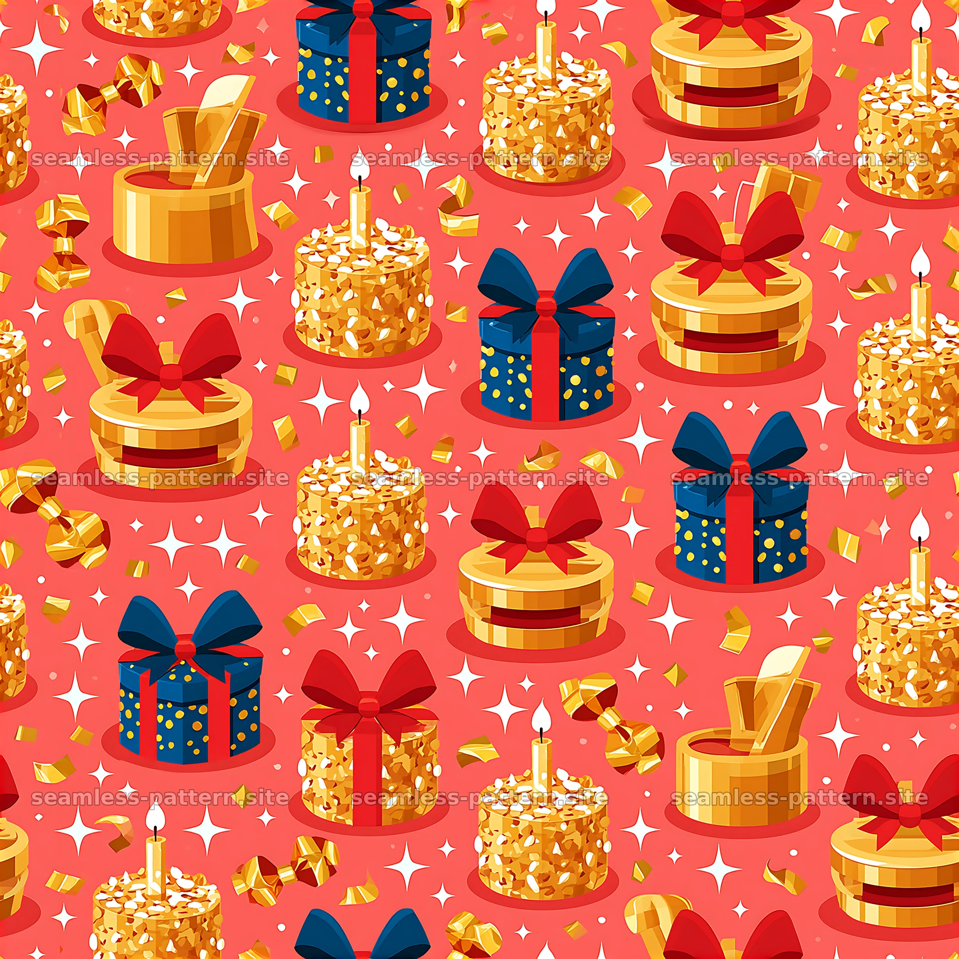 Elegant Gold Birthday Celebration Seamless Pattern — seamless tileable pattern at 8192x8192