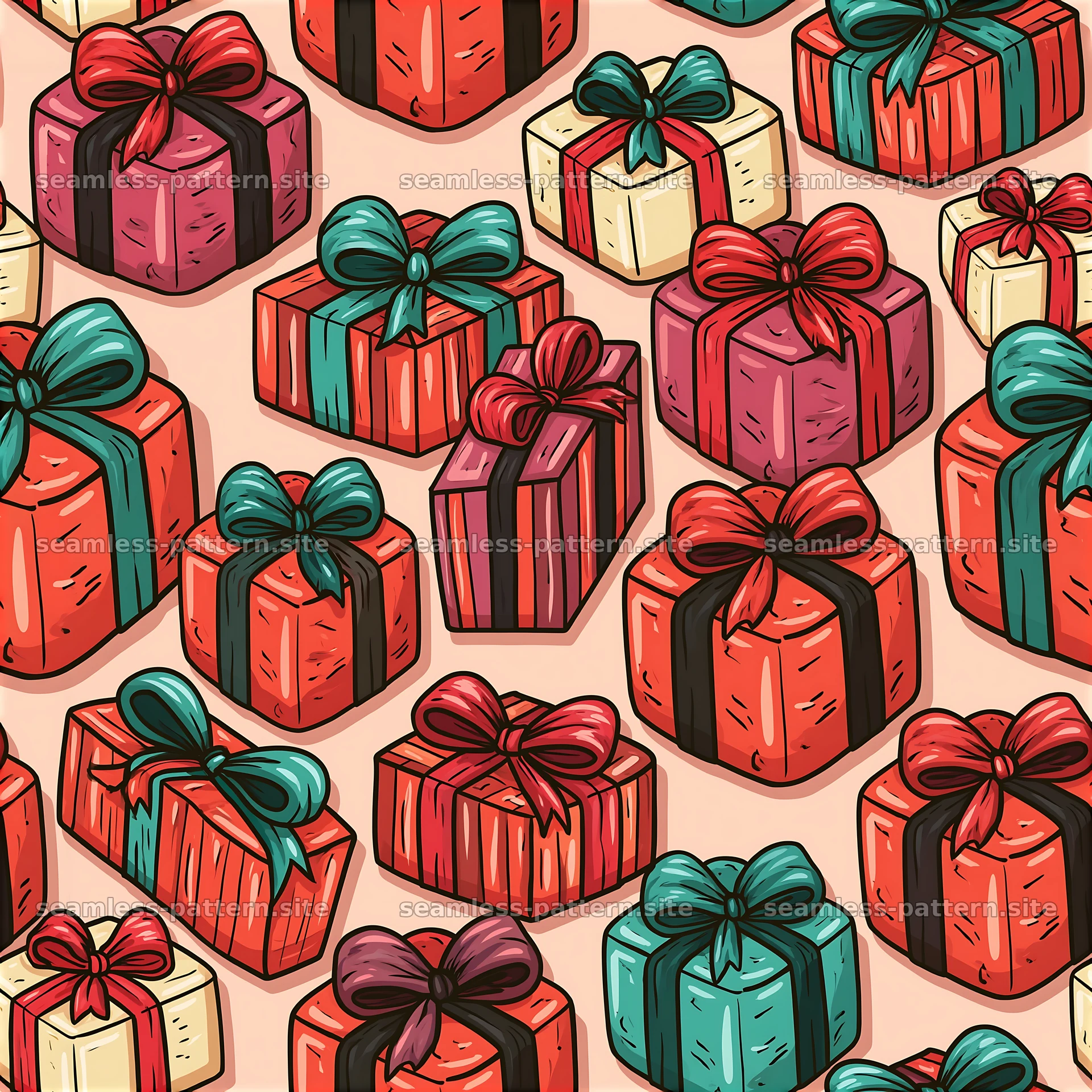 Colorful Wrapped Birthday Presents Seamless Pattern — seamless tileable pattern at 8192x8192
