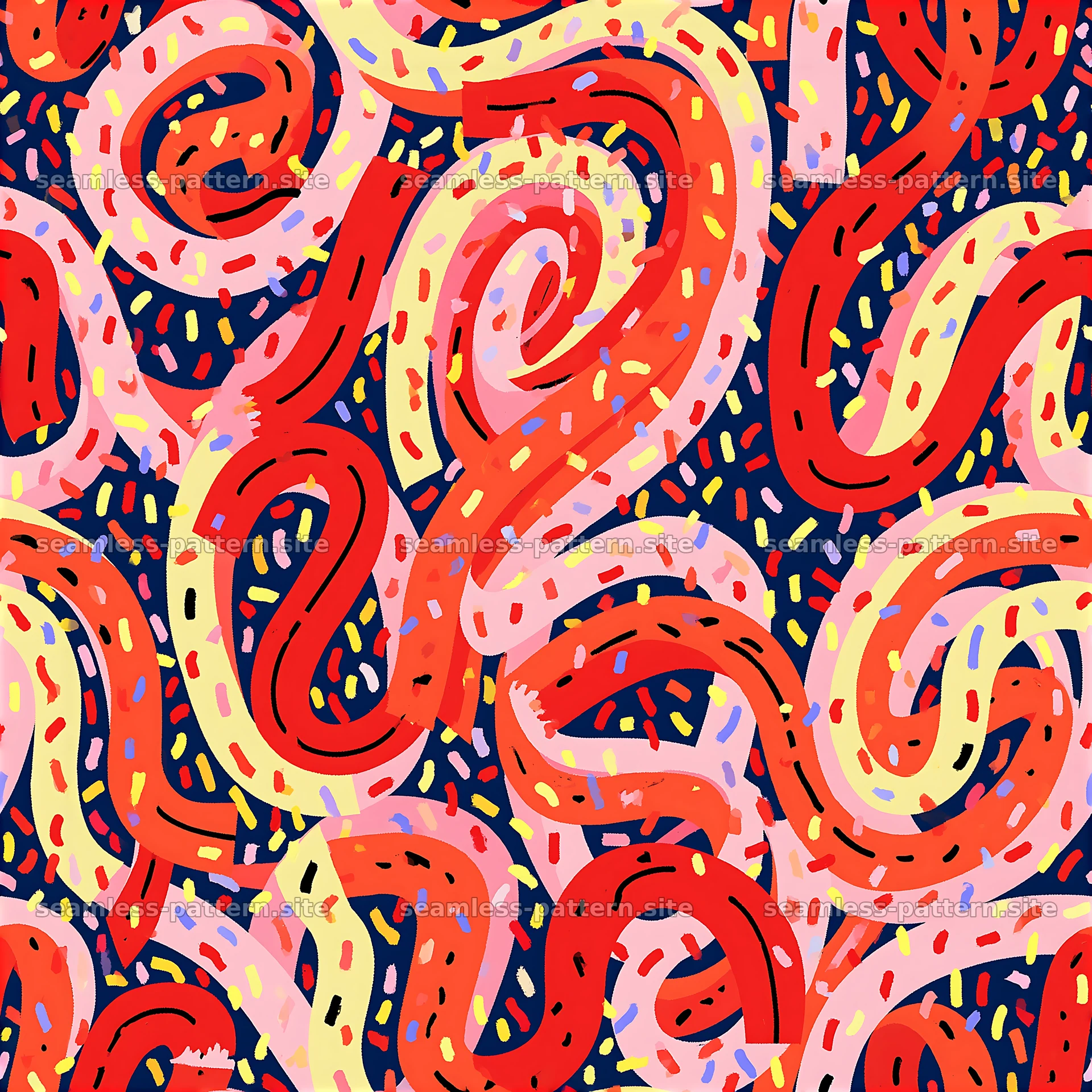 Colorful Birthday Streamers Seamless Pattern — seamless tileable pattern at 8192x8192