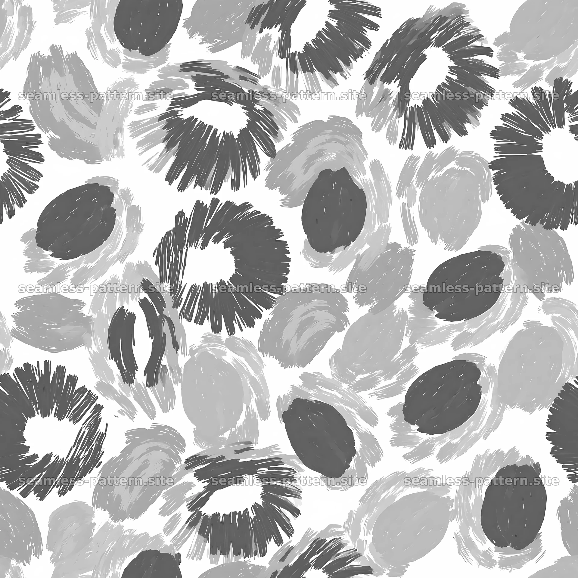 Graphic brush mark pattern in shades of gray and black — seamless tileable pattern