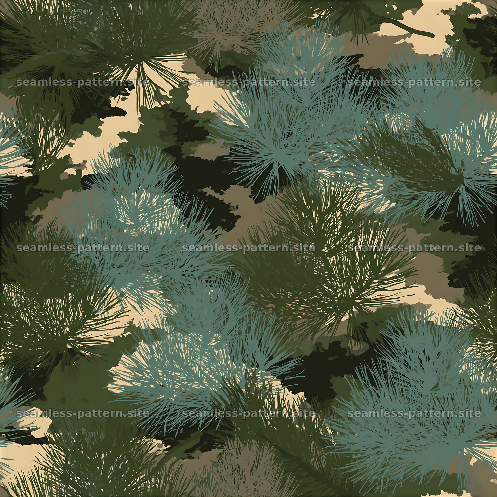 Seamless camouflage military pattern with natural foliage elements — seamless tileable pattern at 8192x8192