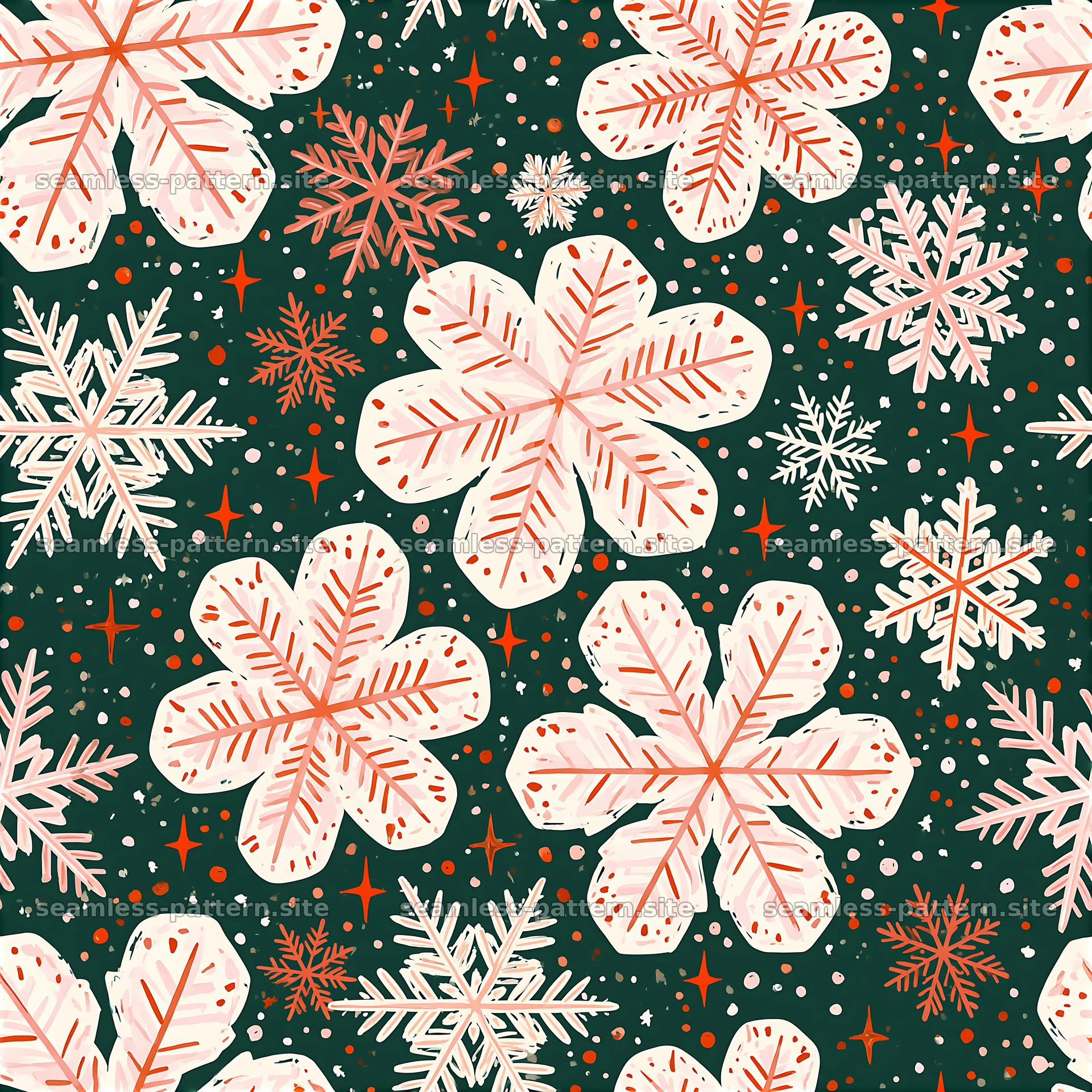 Festive Snowflake and Star Seamless Pattern — seamless tileable pattern at 8192x8192