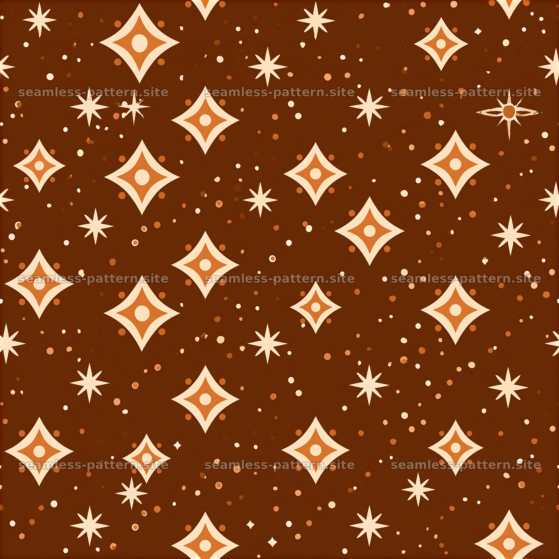 Brown seamless pattern with stars and diamond shapes — seamless tileable pattern at 8192x8192