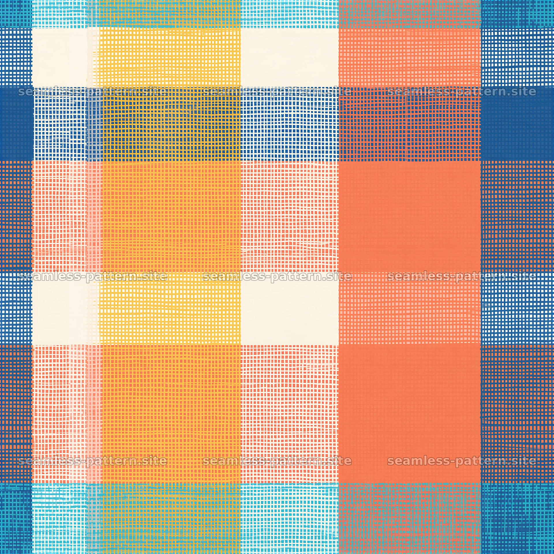 Colorful gingham seamless pattern in various bright colors — seamless tileable pattern at 8192x8192