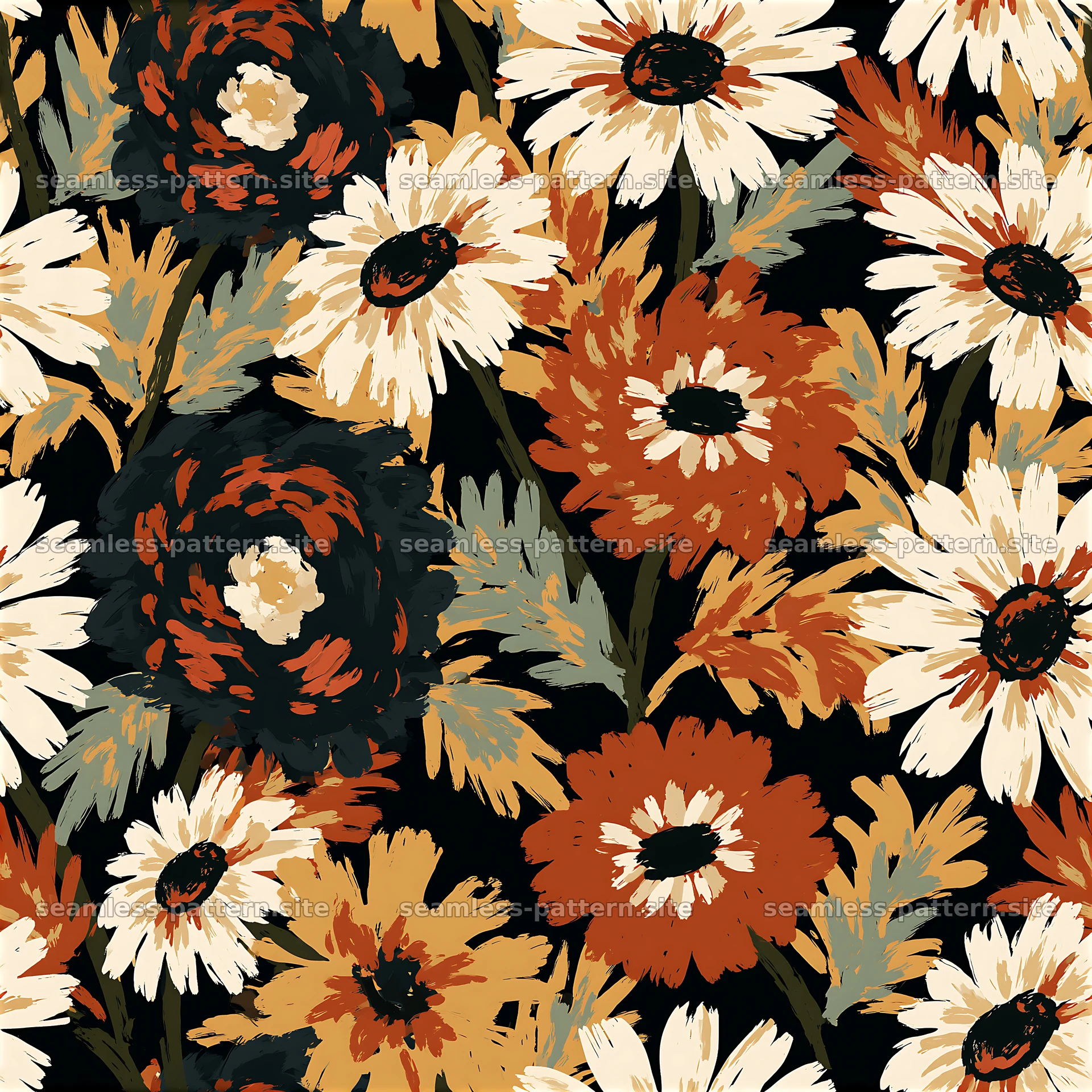 Bohemian flower seamless pattern design for diverse uses in decor — seamless tileable pattern at 8192x8192