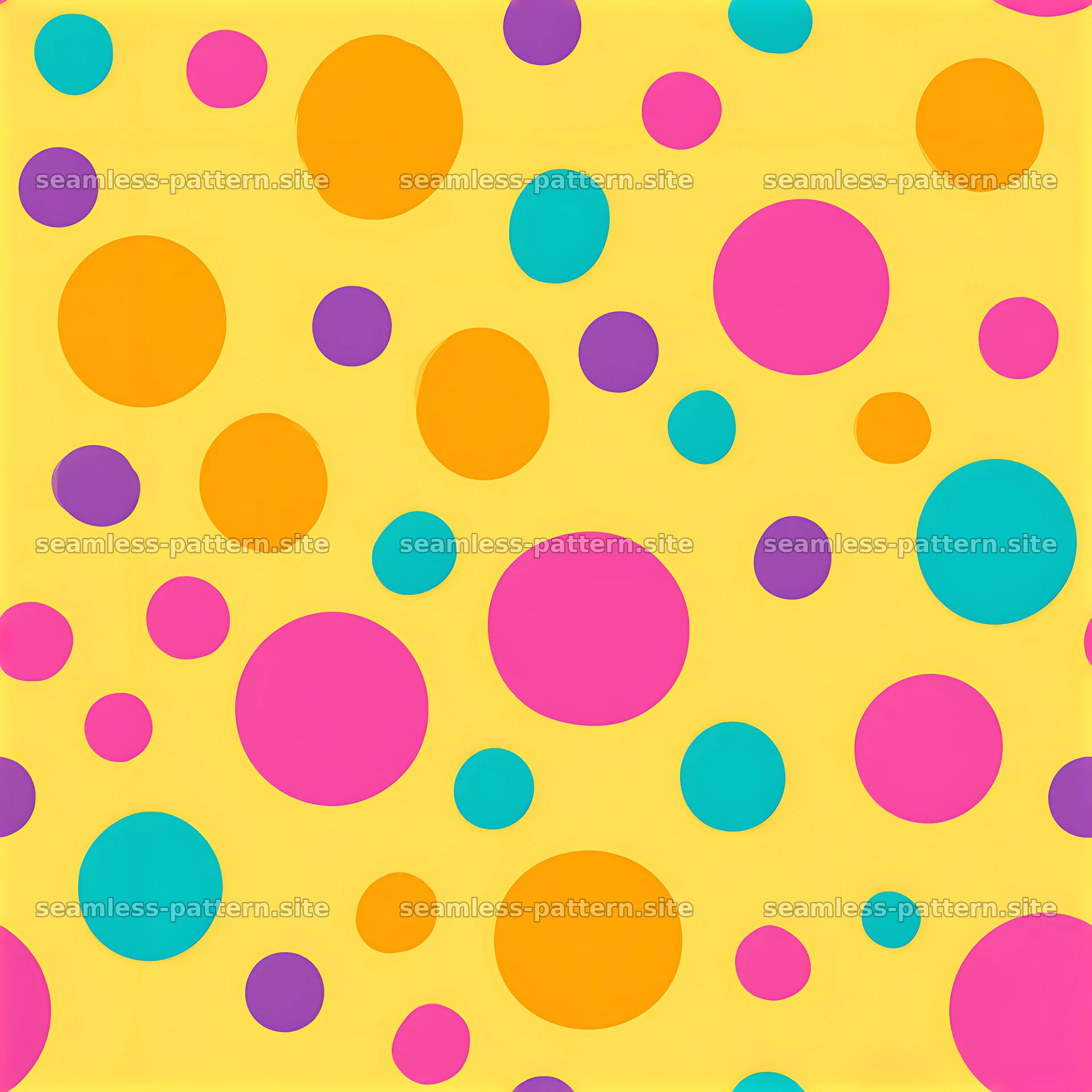 Adorable polka dot seamless pattern for kids in bright colors — seamless tileable pattern at 8192x8192