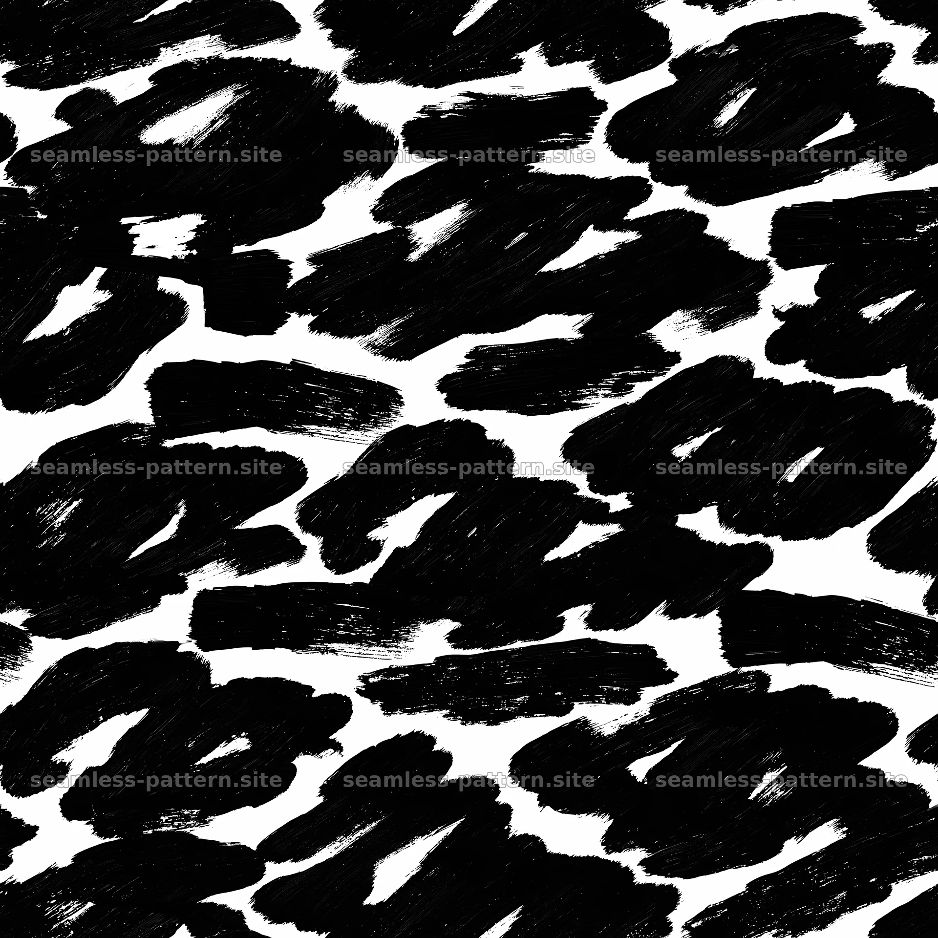 Seamless black camouflage brushstroke pattern — seamless tileable pattern