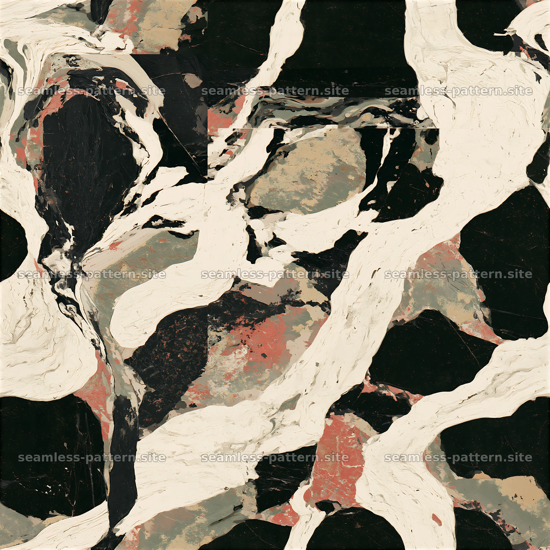 Repeat camouflage marble pattern with earthy tones and bold swirls — seamless tileable pattern at 8192x8192