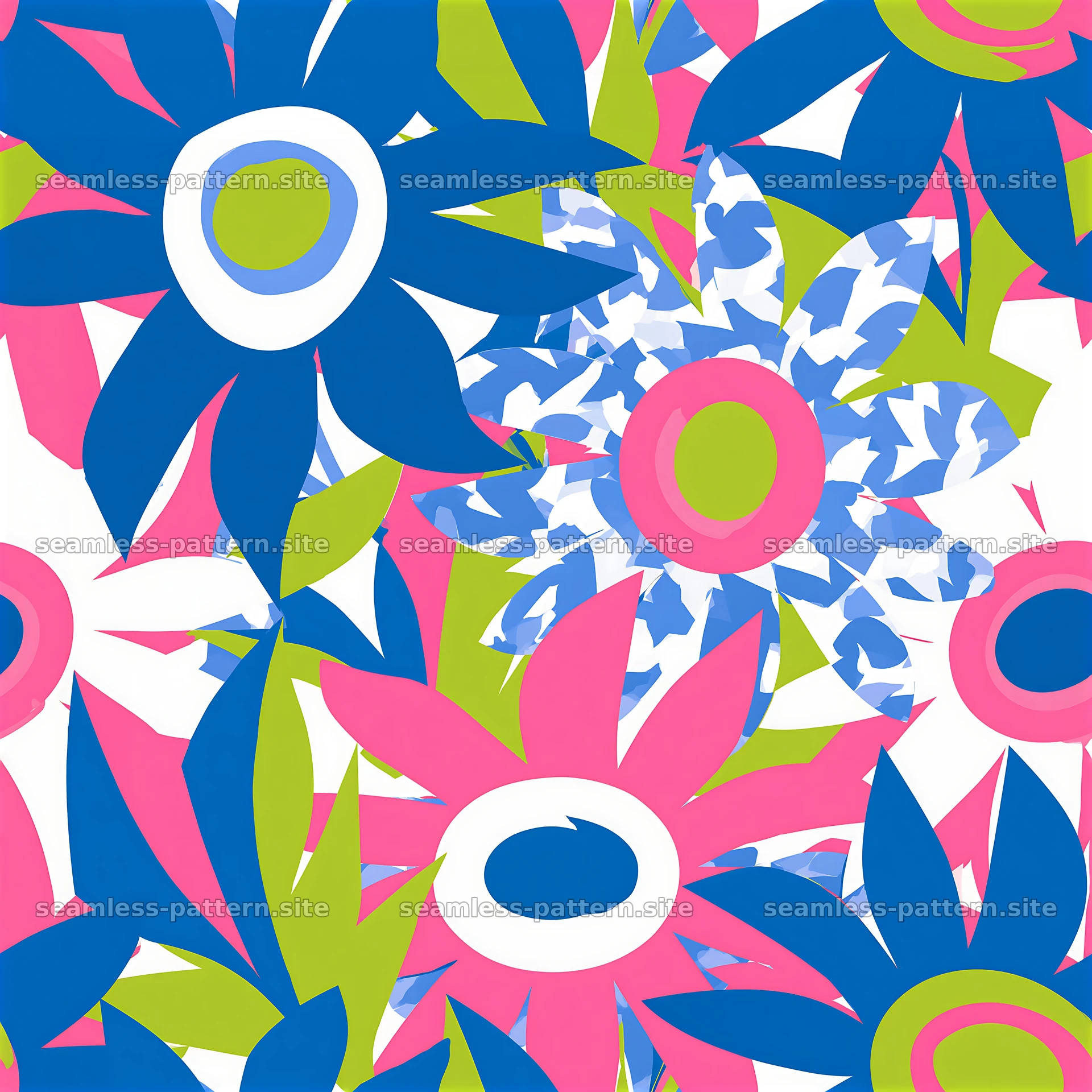 Bold Pink and Blue Daisy Floral Seamless Pattern — seamless tileable pattern at 8192x8192