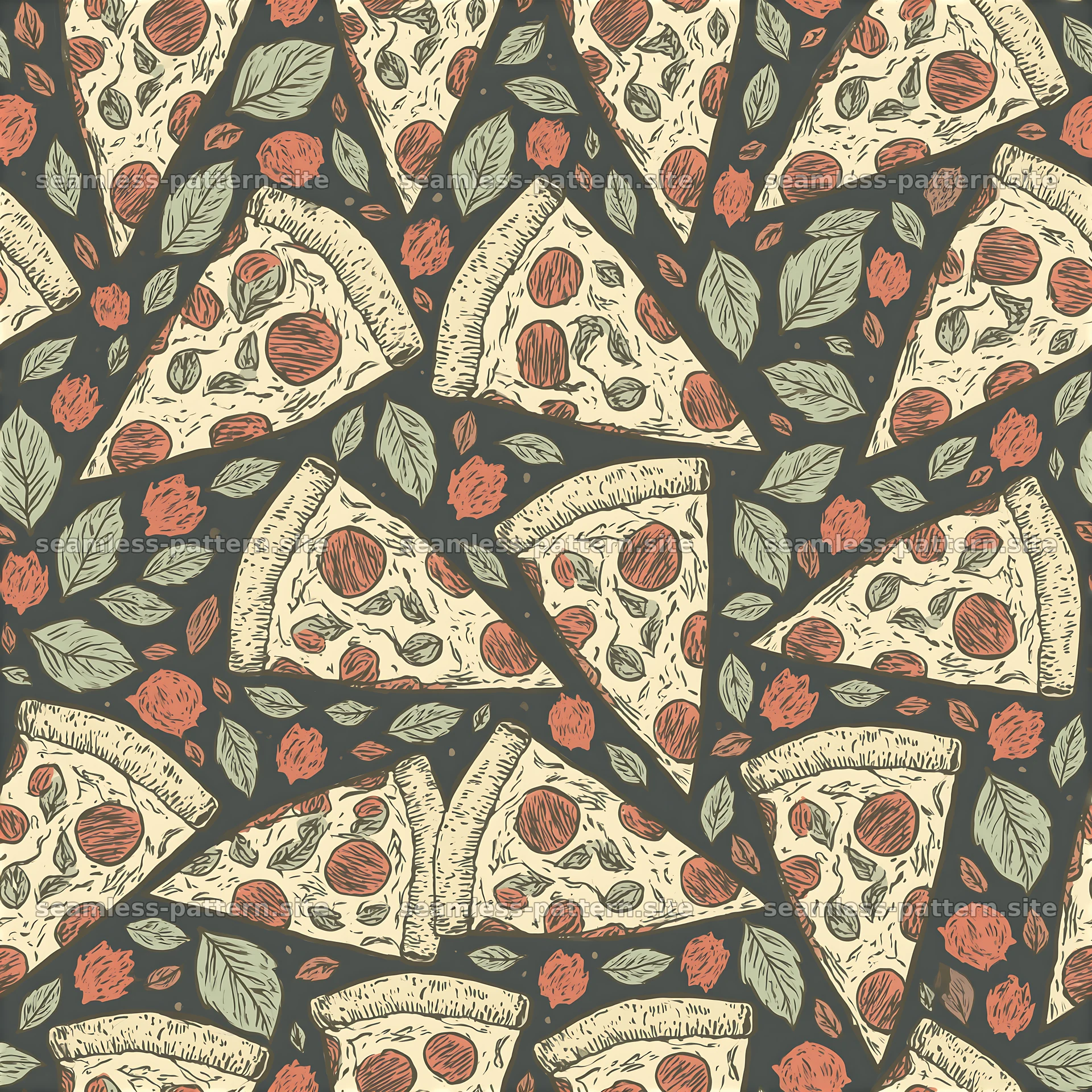 Hand Drawn Pizza Slice Seamless Pattern — seamless tileable pattern at 8192x8192