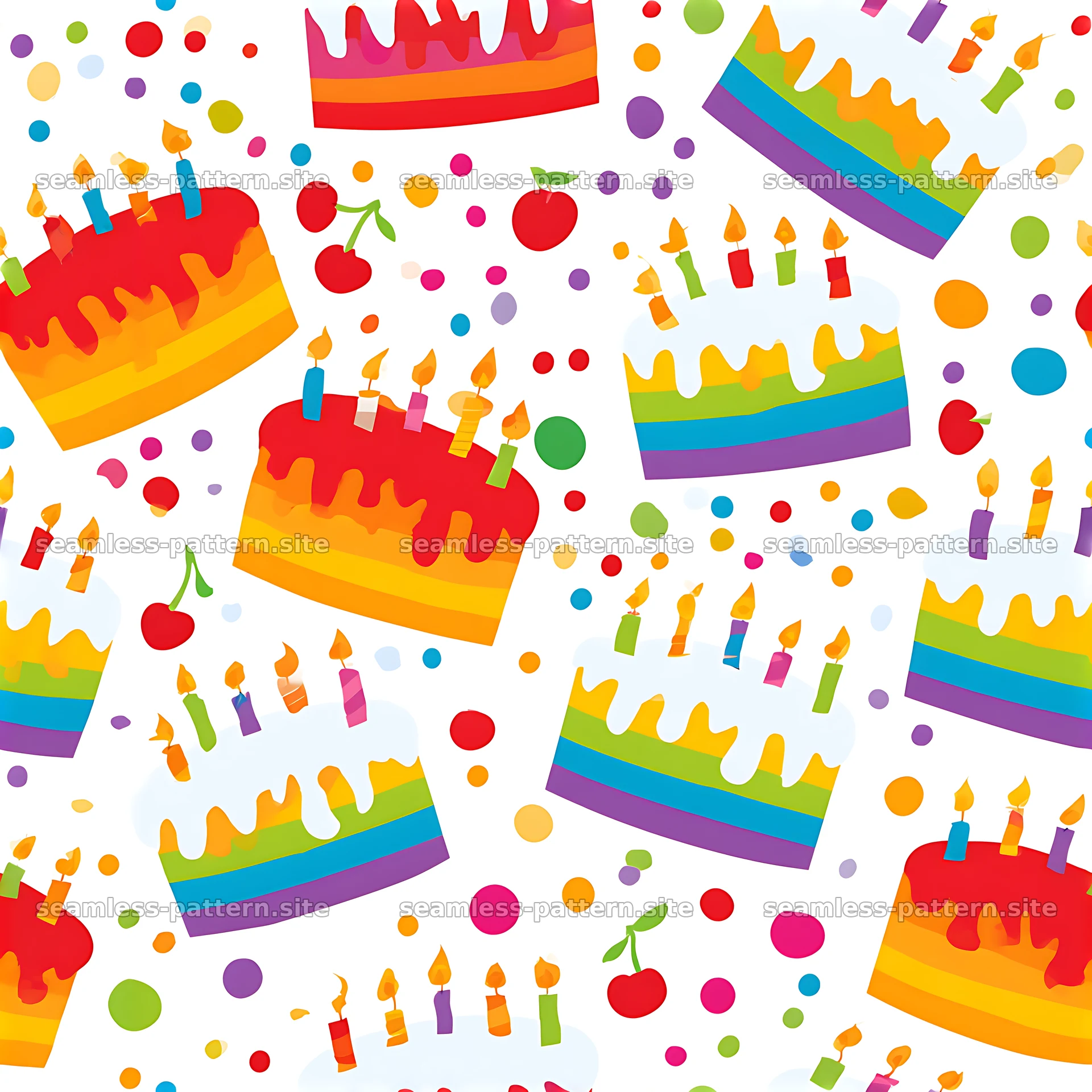 Colorful cake design for festive celebrations and events — seamless tileable pattern at 8192x8192