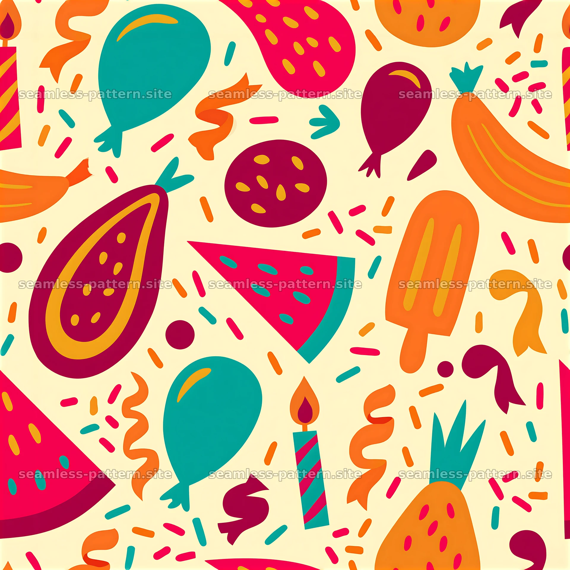 Colorful Birthday Celebration Seamless Pattern — seamless tileable pattern at 8192x8192