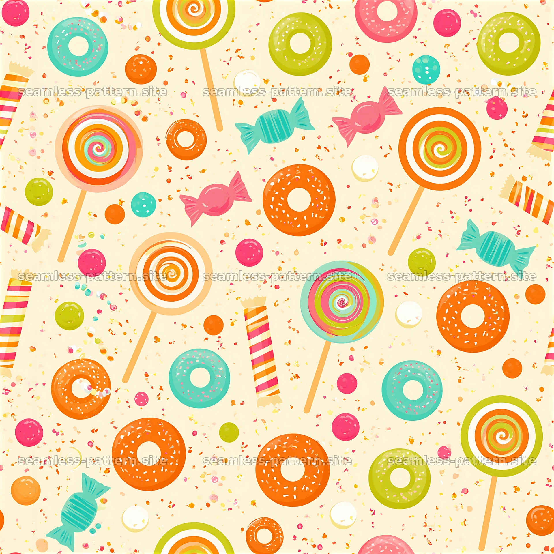 Colorful Candy and Lollipop Seamless Pattern — seamless tileable pattern at 8192x8192