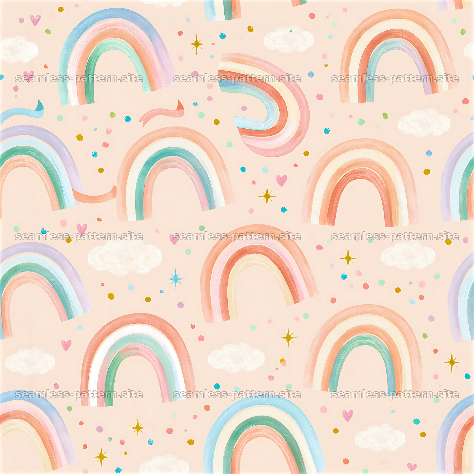 Birthday Rainbow Pastel Seamless Pattern — seamless tileable pattern at 8192x8192