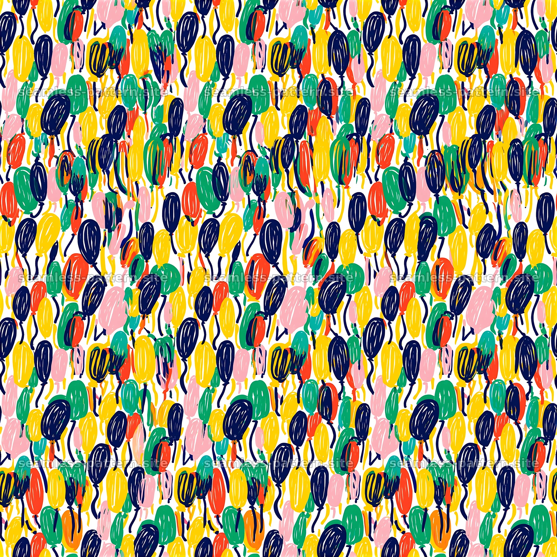 Colorful Hand Drawn Balloon Seamless Pattern — seamless tileable pattern at 8192x8192