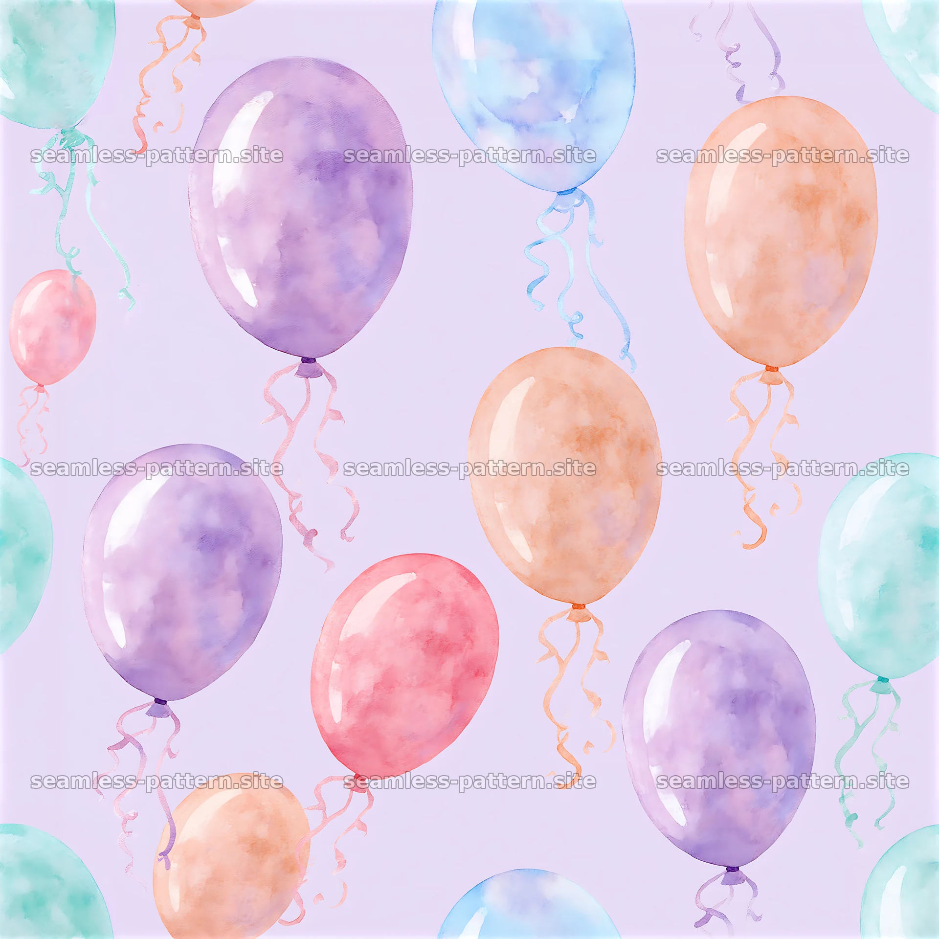 Pastel Watercolor Balloon Seamless Pattern — seamless tileable pattern at 8192x8192