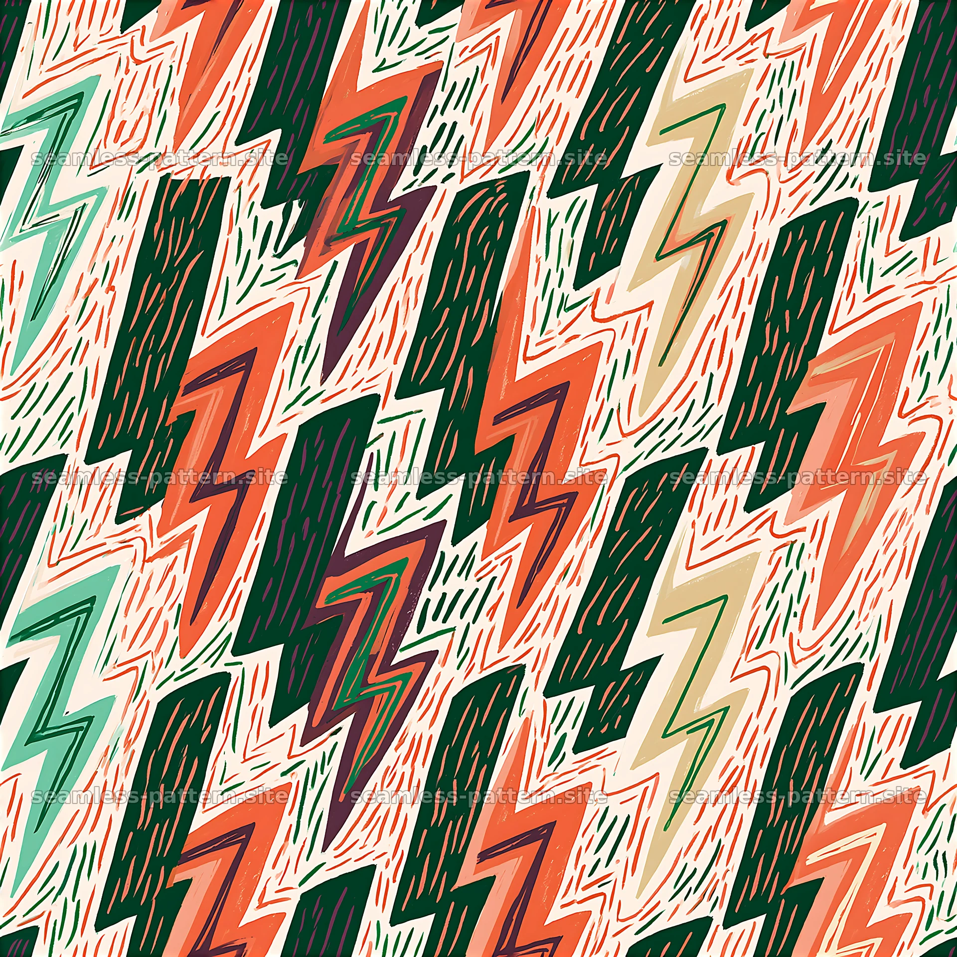 Colorful lightning bolts pattern for textile and graphic design — seamless tileable pattern at 8192x8192