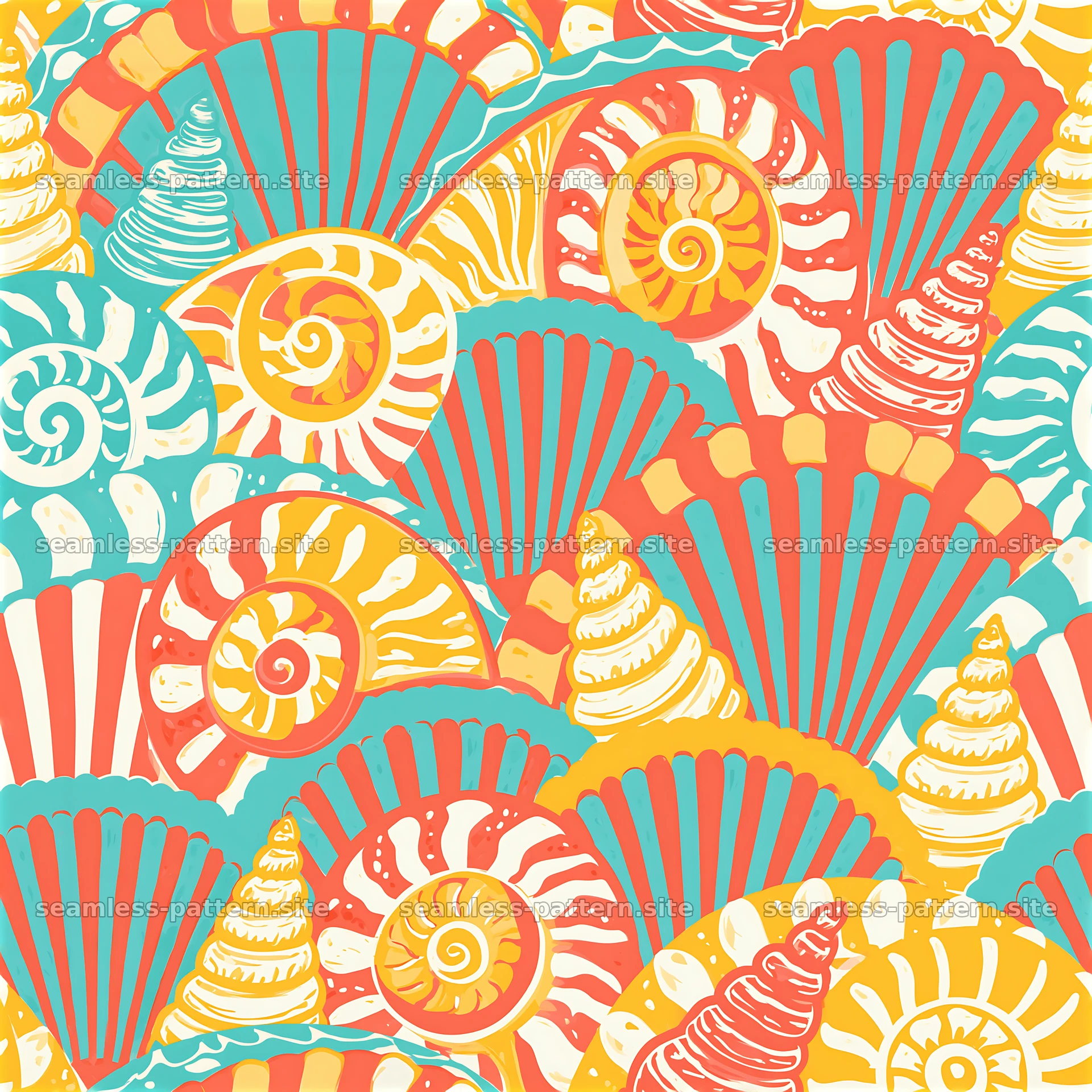 Cute Ocean Shells Seamless Pattern — seamless tileable pattern at 8192x8192