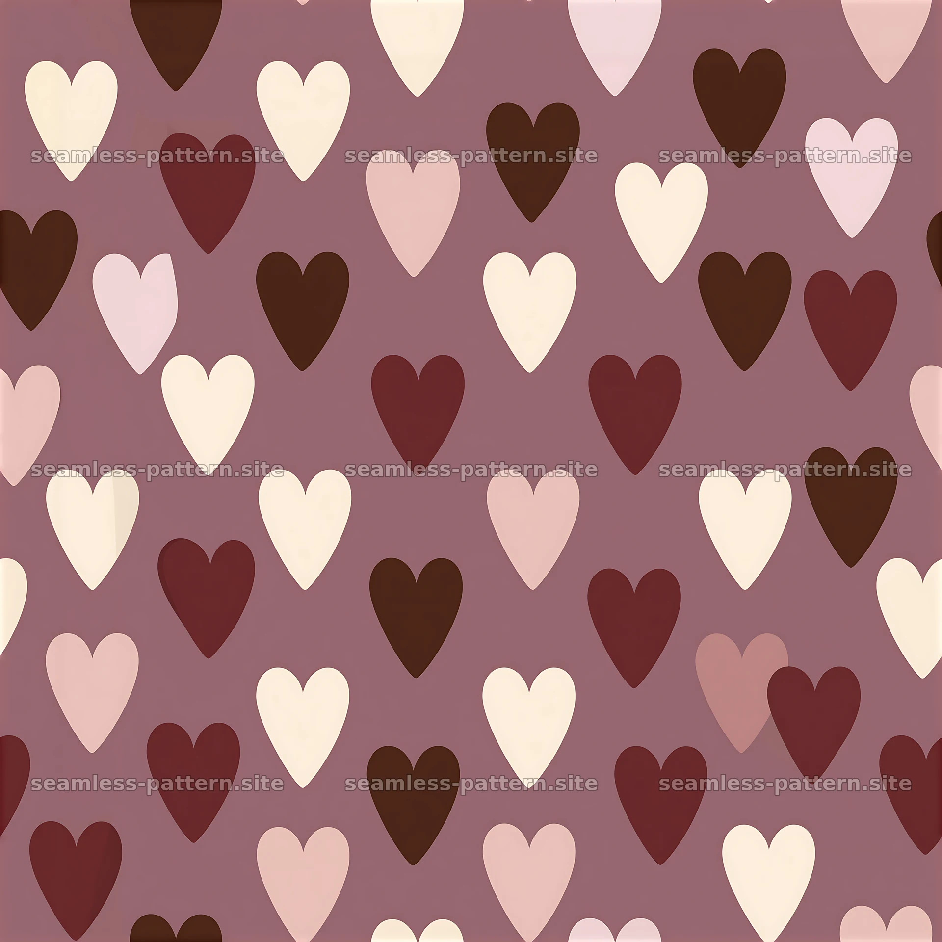 Seamless heart icon pattern in muted romantic colors — seamless tileable pattern at 8192x8192