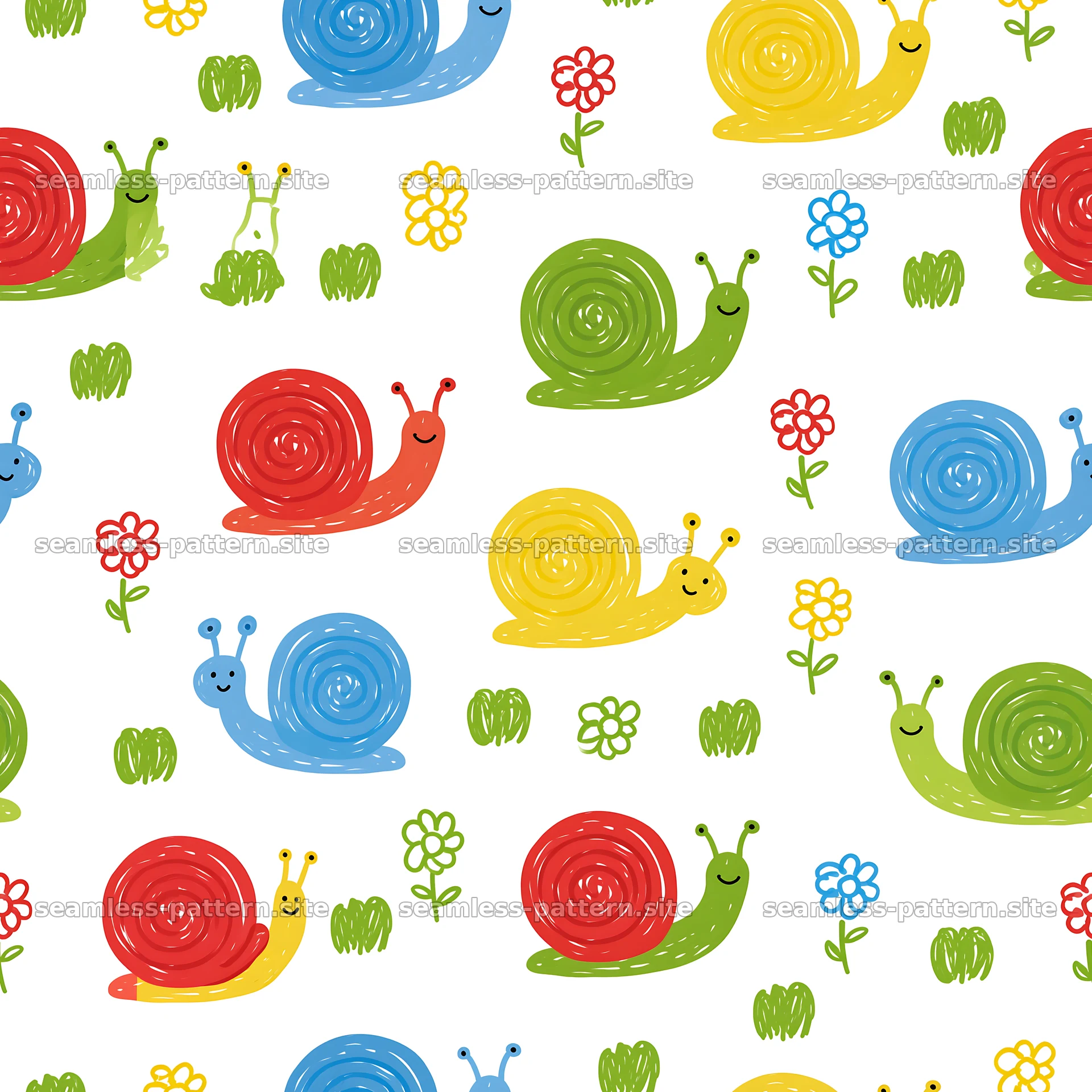 Seamless snail pattern for children's wallpaper — seamless tileable pattern