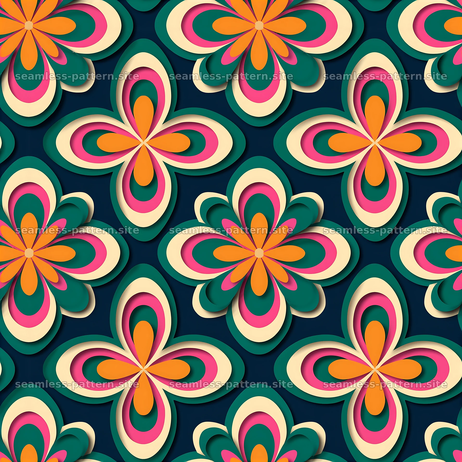 Colorful paper cut floral seamless pattern — seamless tileable pattern at 8192x8192