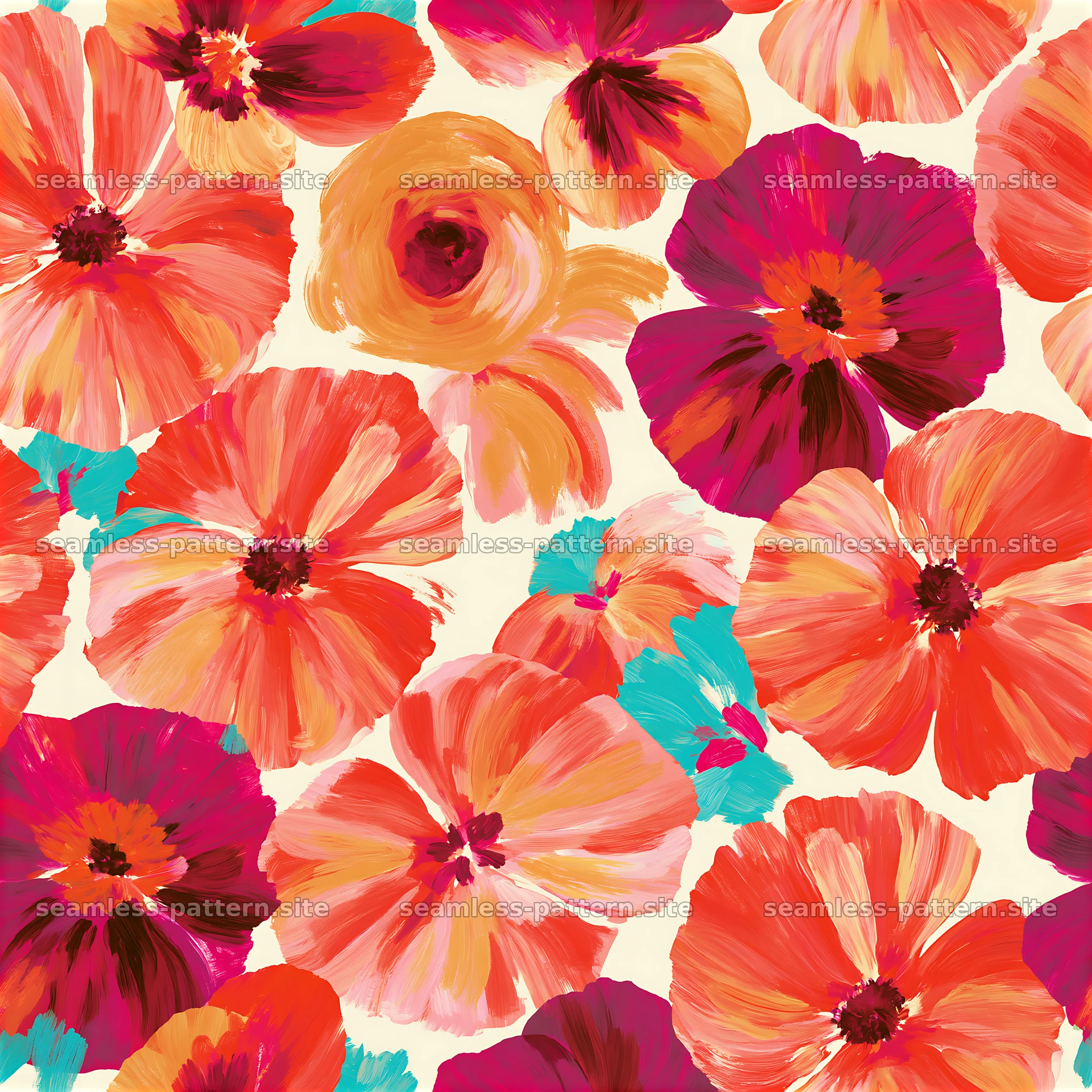 Vibrant painted petals tileable pattern with colorful flower shapes — seamless tileable pattern at 8192x8192