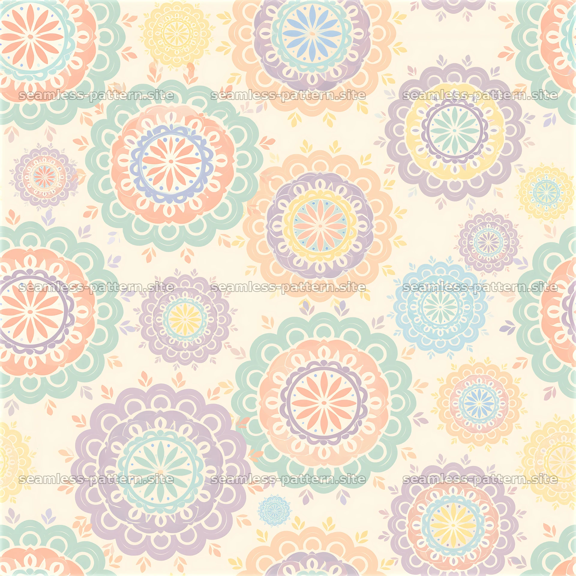 Colorful Mandala Floral Seamless Pattern — seamless tileable pattern at 8192x8192
