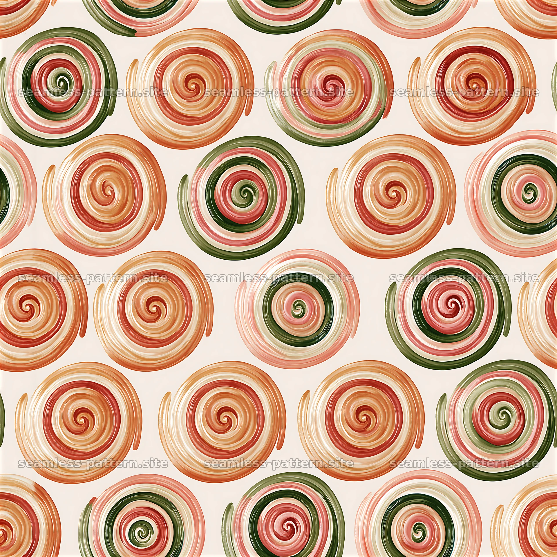Colorful spiral seamless pattern with warm tones — seamless tileable pattern at 8192x8192