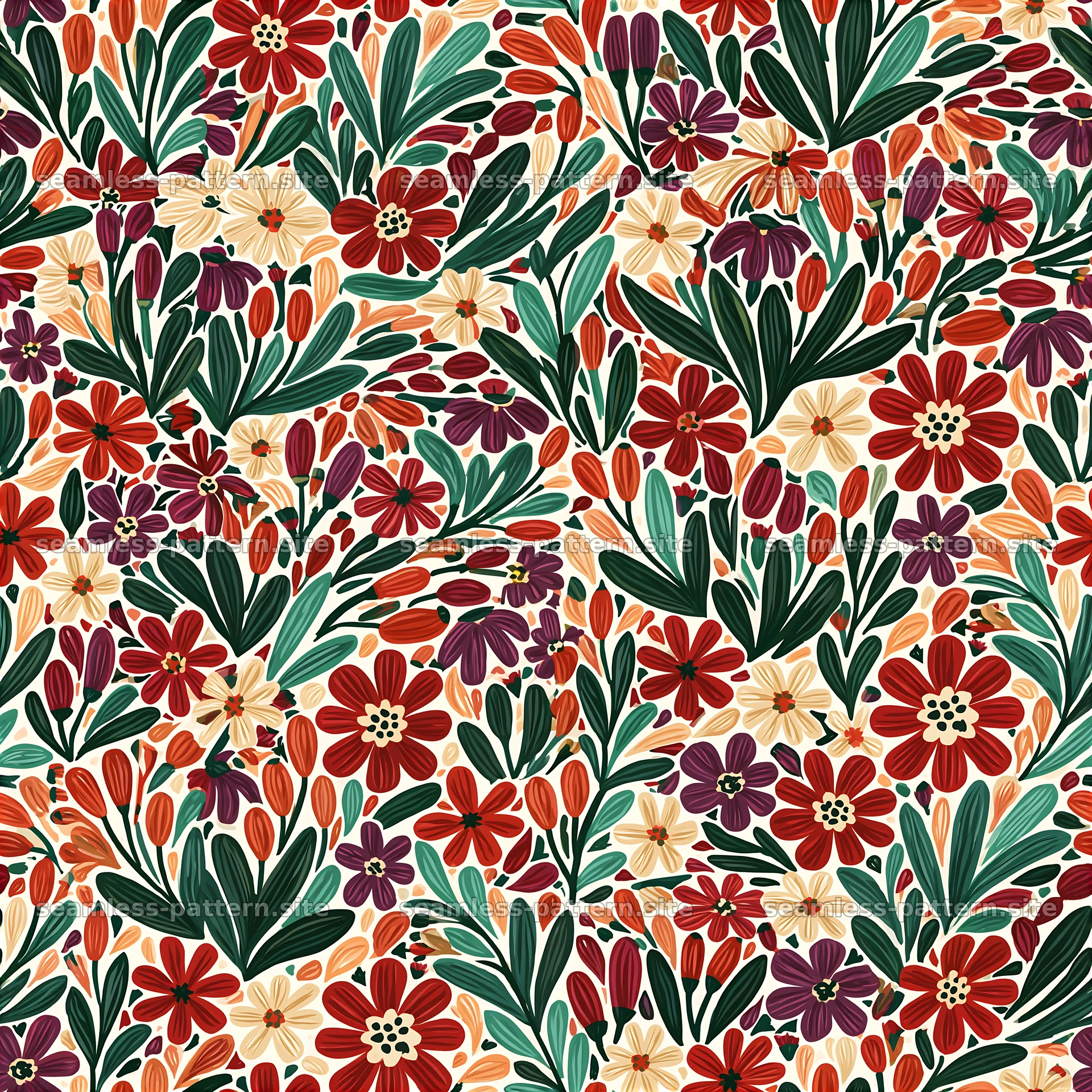 Colorful floral seamless pattern with detail and rich design — seamless tileable pattern at 8192x8192