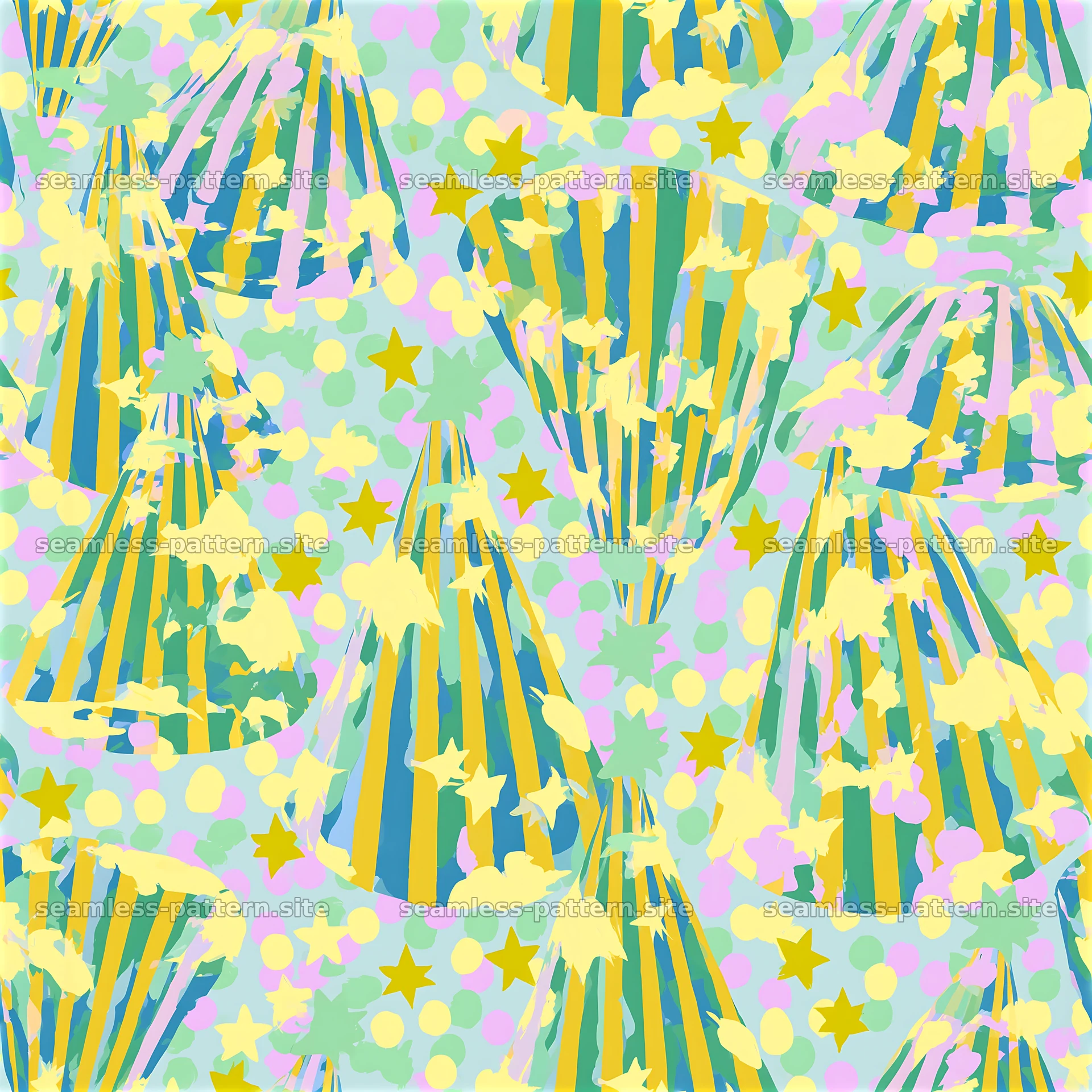 Colorful party hats seamless pattern for festive designs — seamless tileable pattern at 8192x8192