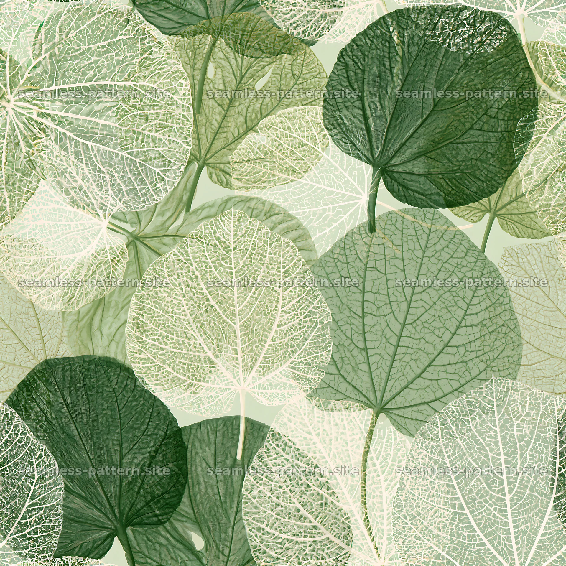 Seamless natural texture repeat pattern with leaf designs — seamless tileable pattern