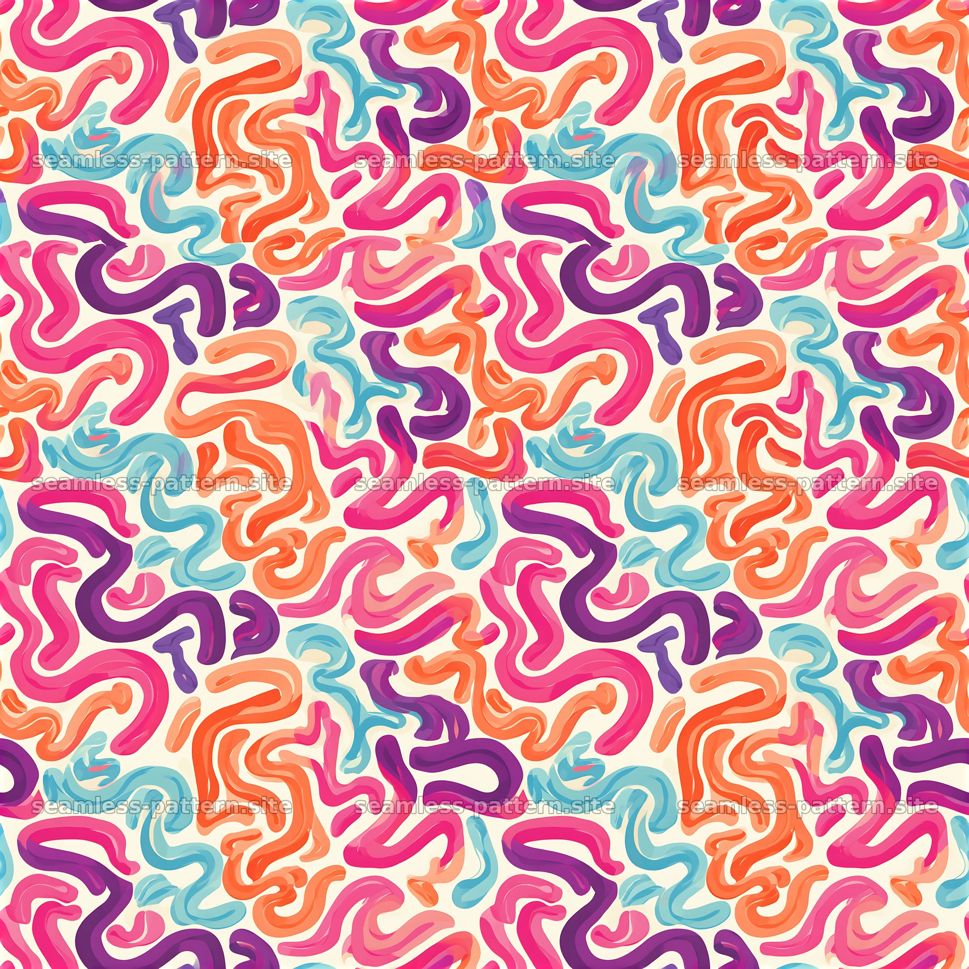 Colorful abstract seamless pattern with flowing shapes — seamless tileable pattern at 8192x8192