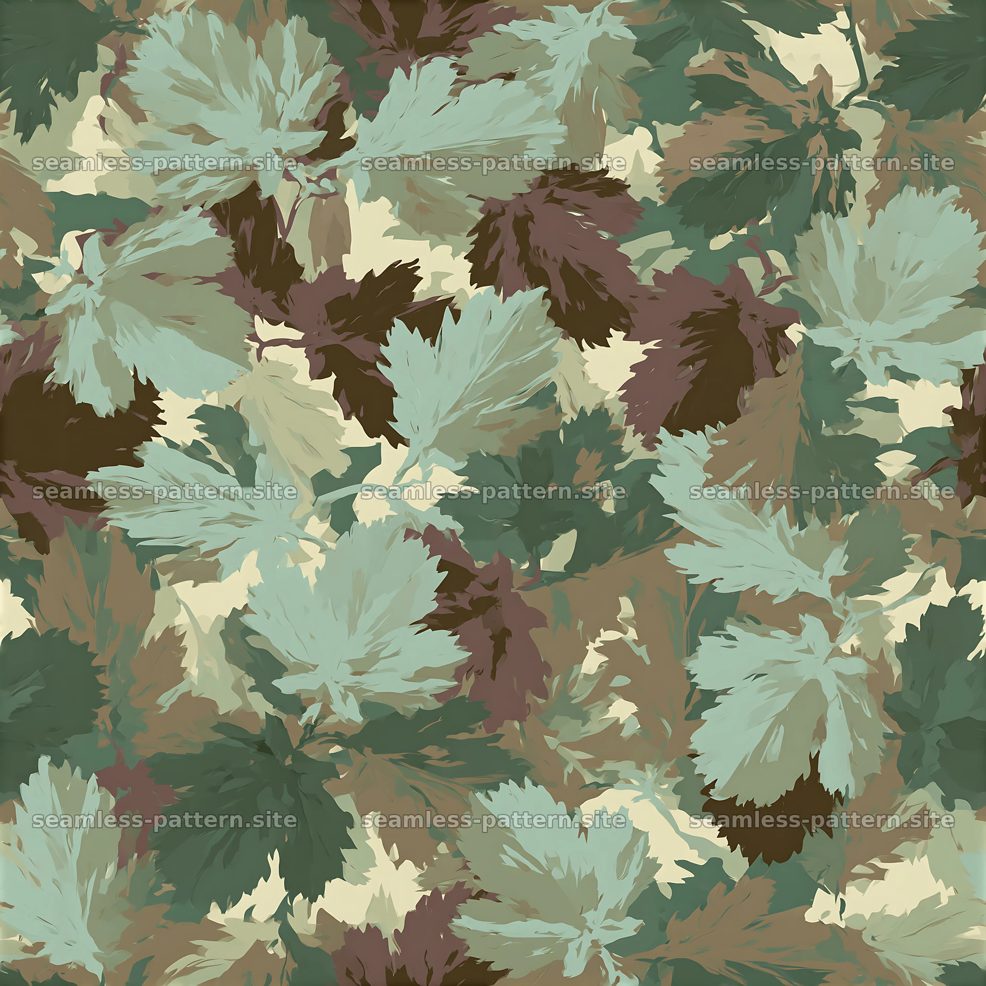 Seamless outdoor camouflage pattern with green and brown leaves — seamless tileable pattern at 8192x8192