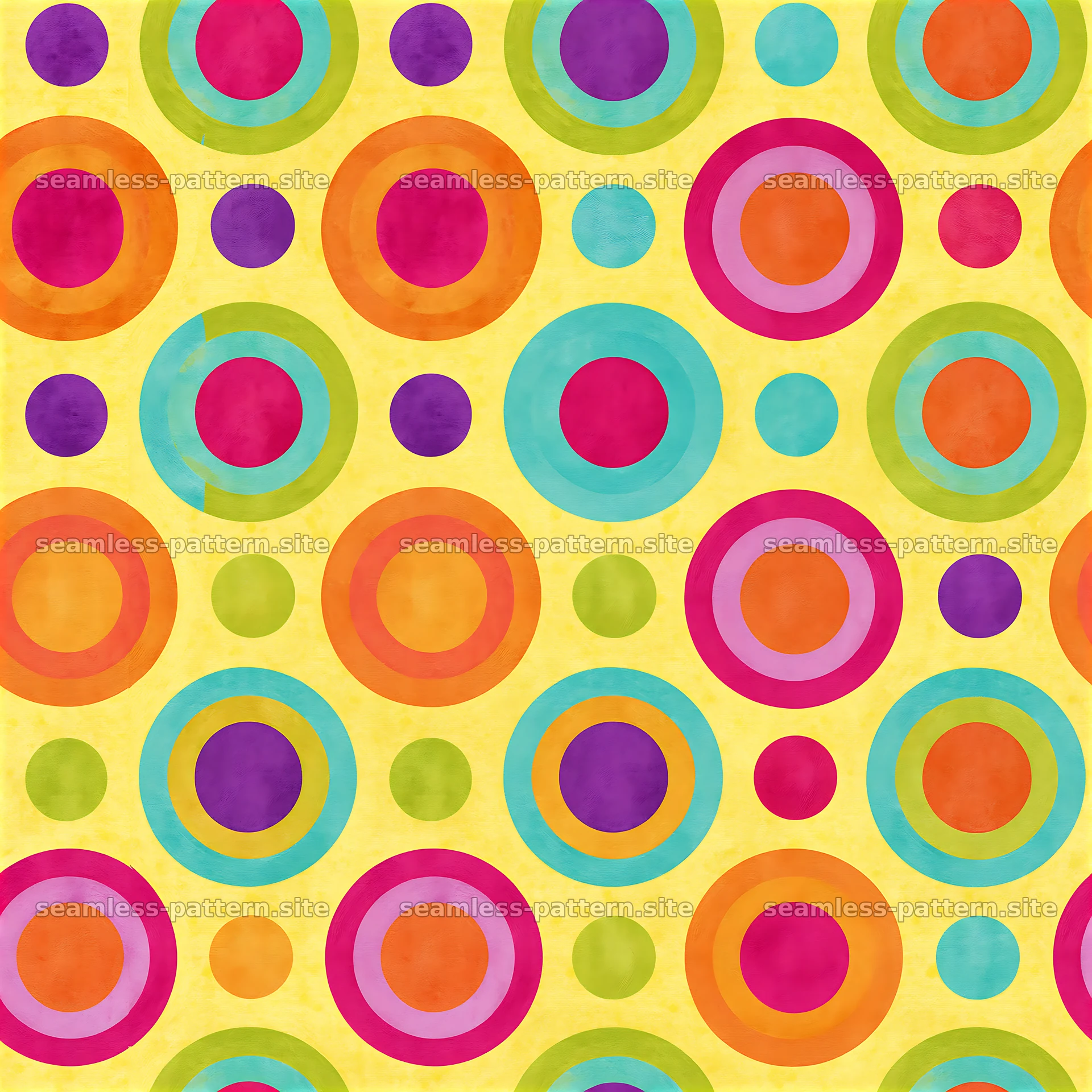 Colorful Concentric Circles Seamless Pattern — seamless tileable pattern at 8192x8192
