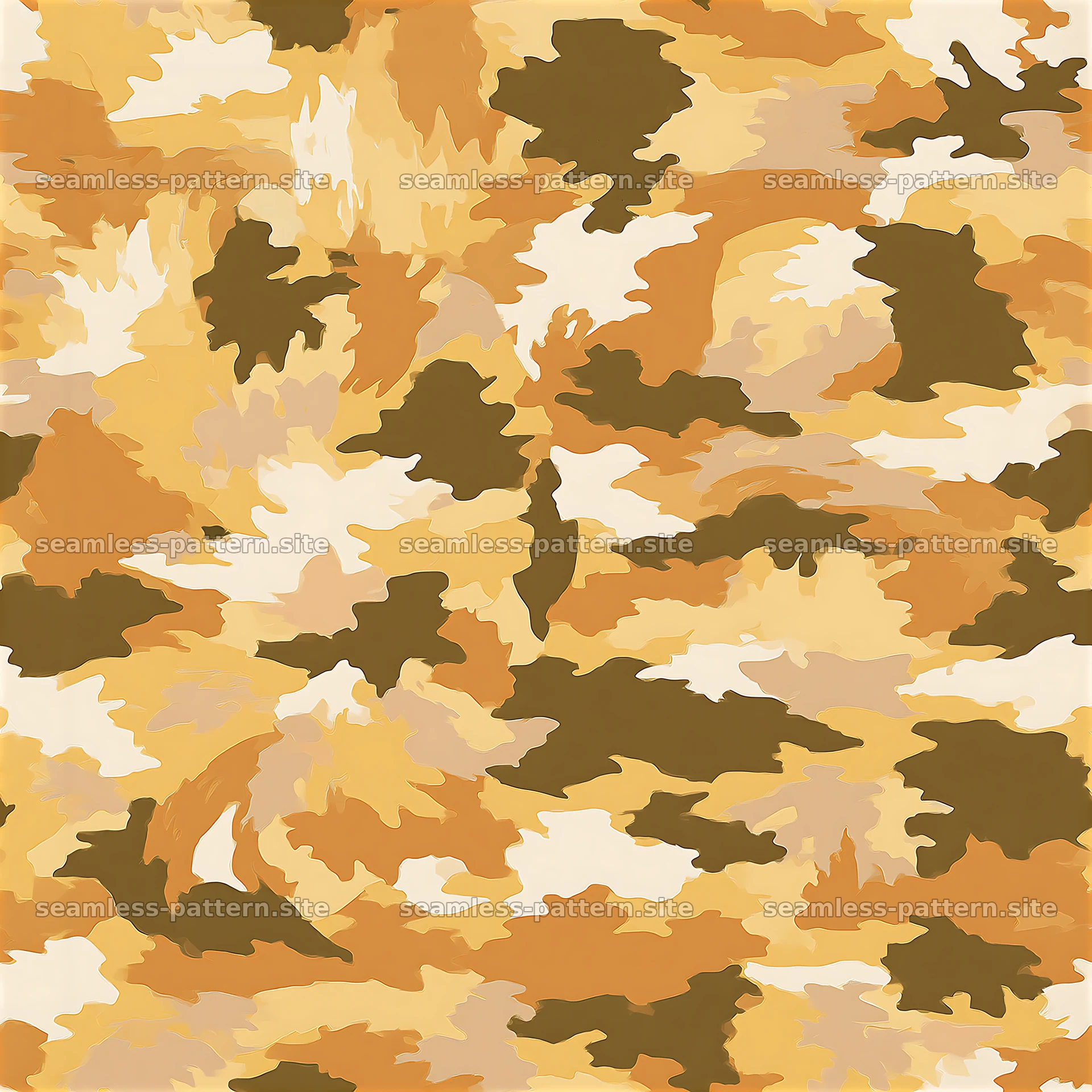 Desert camouflage seamless pattern in warm earth tones — seamless tileable pattern at 8192x8192