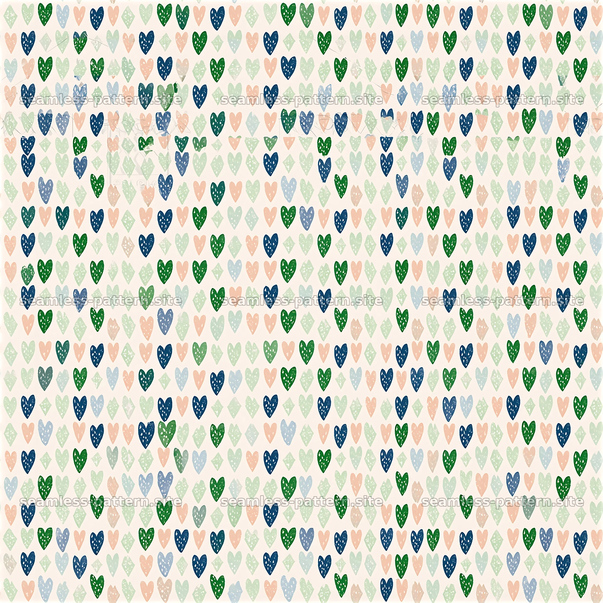 Colorful heart pattern with varied shapes and vibrant colors — seamless tileable pattern at 8192x8192