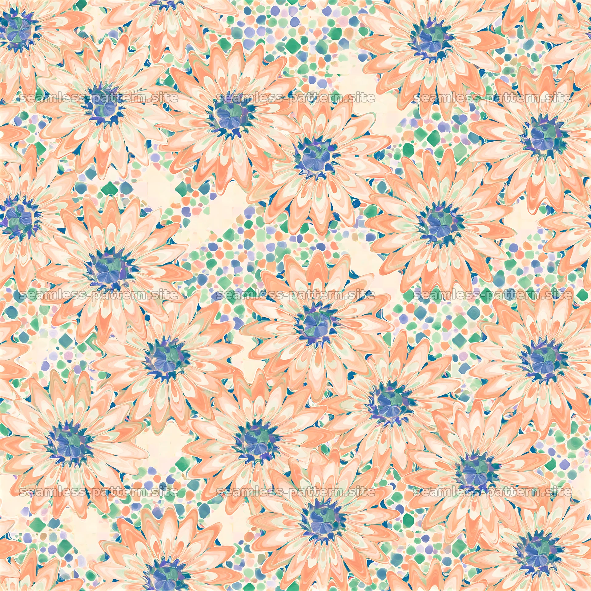 Floral seamless pattern with pastel colors and intricate details — seamless tileable pattern at 8192x8192